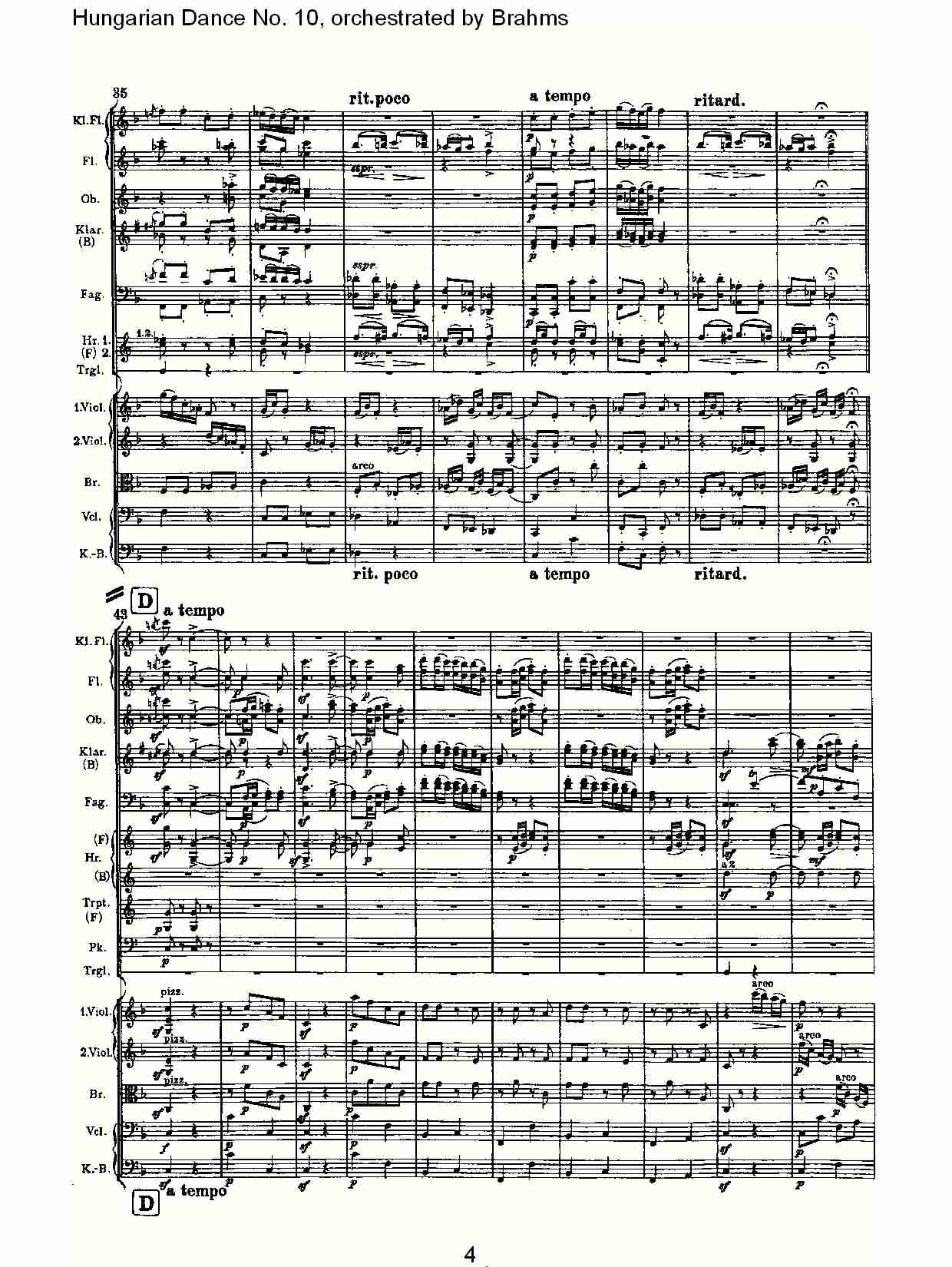 第十匈牙利舞曲 勃拉姆斯管弦乐曲式（一）总谱（图4）