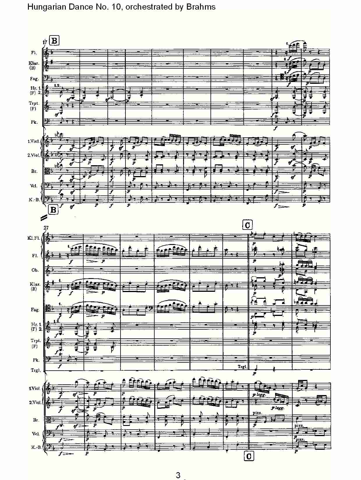 第十匈牙利舞曲 勃拉姆斯管弦乐曲式（一）总谱（图3）