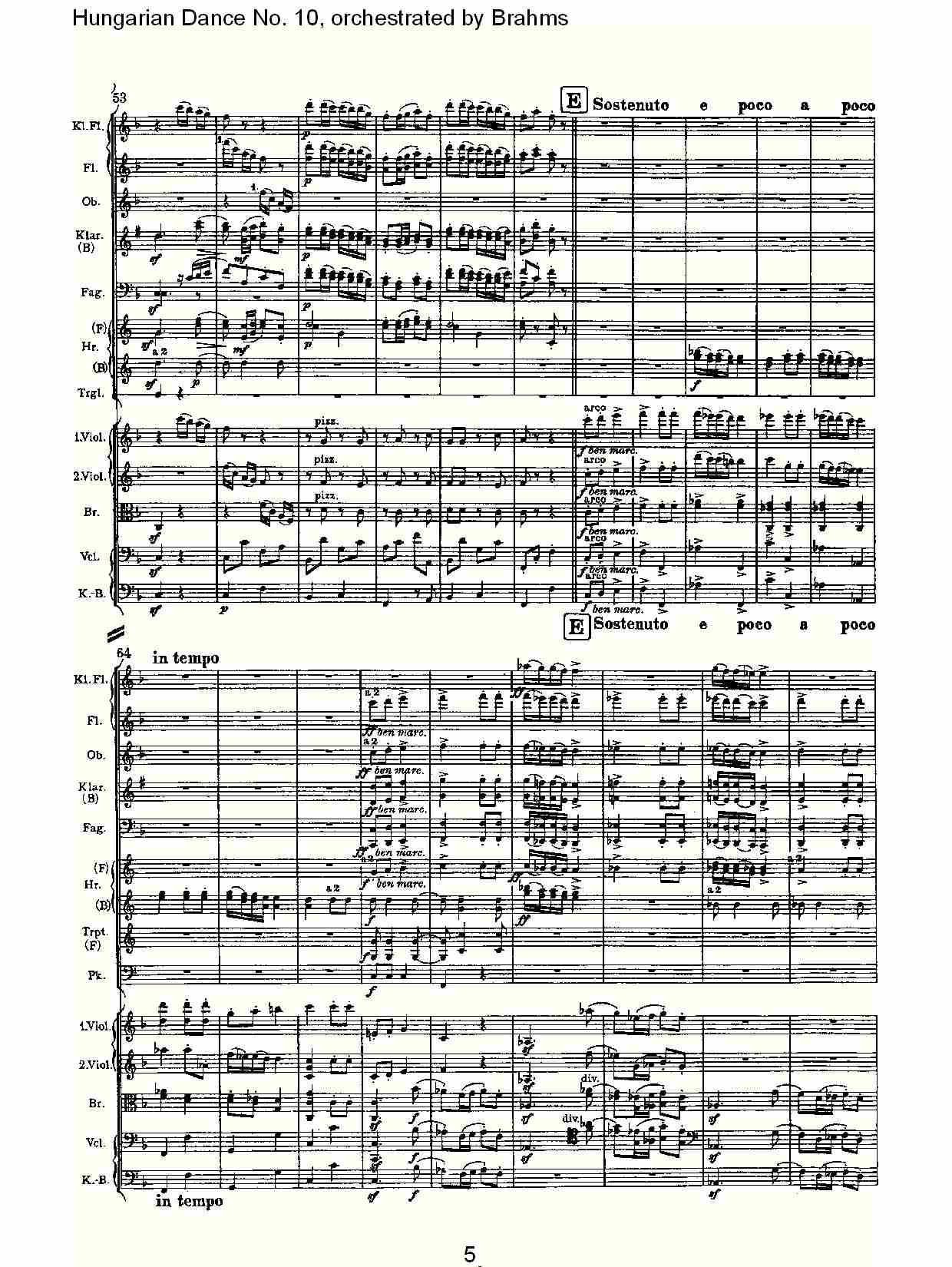 第十匈牙利舞曲 勃拉姆斯管弦乐曲式（一）总谱（图5）