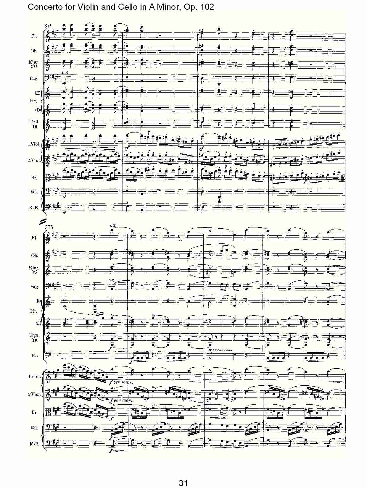A小调小提琴与大提琴协奏曲, Op.102第一乐章（七）总谱（图1）