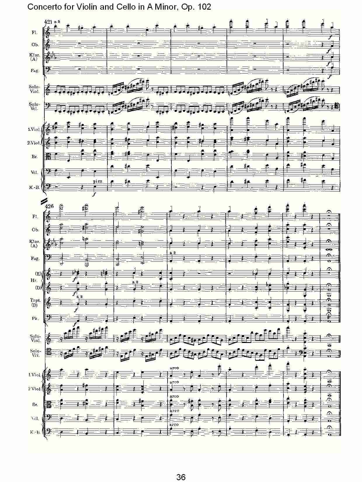 A小调小提琴与大提琴协奏曲, Op.102第一乐章（八）总谱（图1）