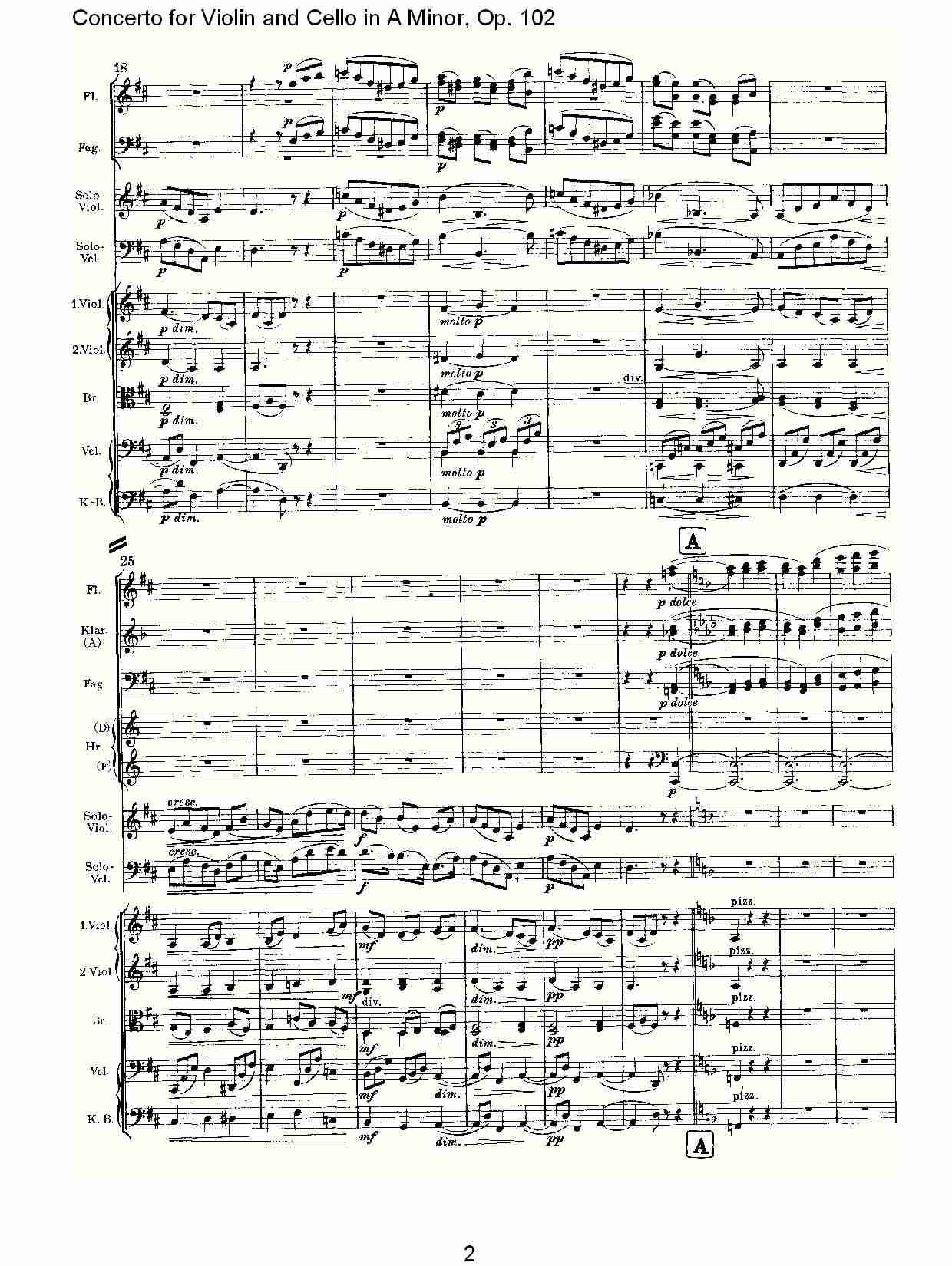 A小调小提琴与大提琴协奏曲, Op.102第二乐章（一）总谱（图2）