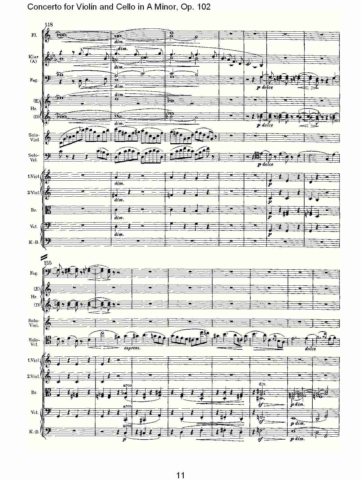 A小调小提琴与大提琴协奏曲, Op.102第一乐章（三）总谱（图1）