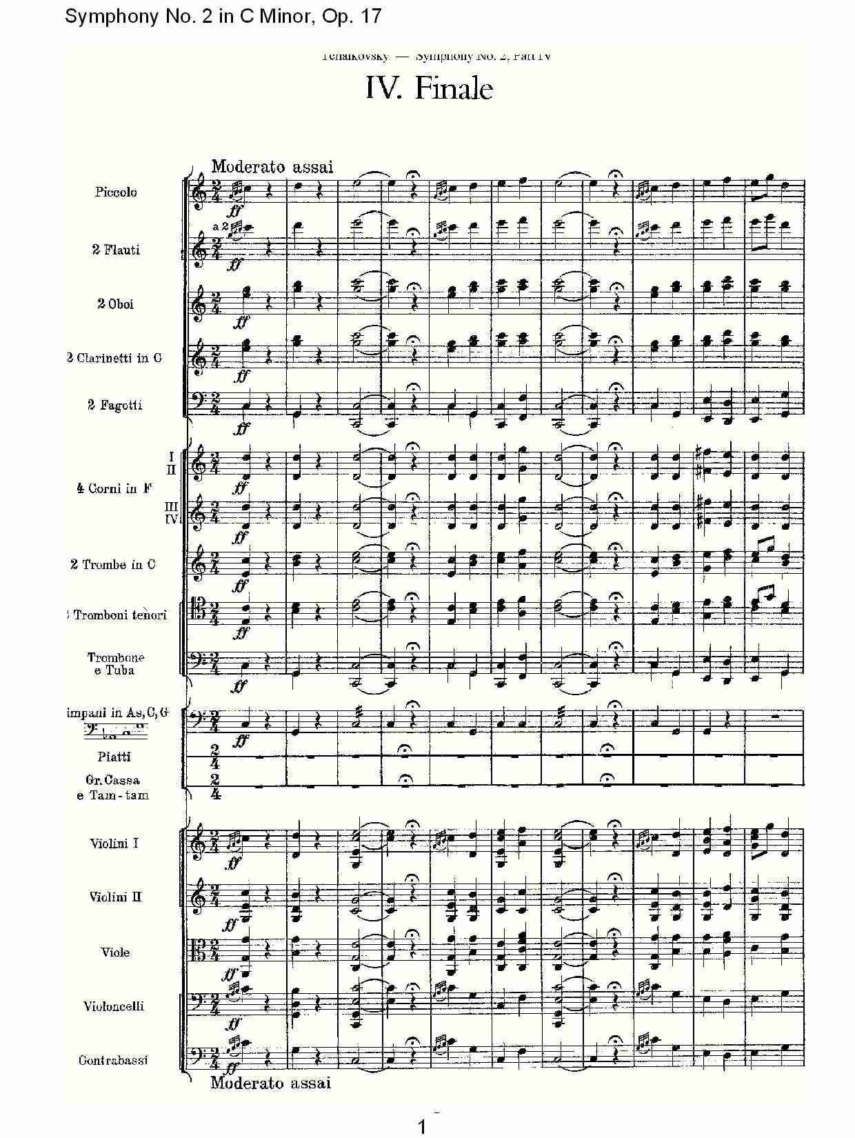 C小调第二交响曲, Op.17第四乐章（一）总谱（图1）