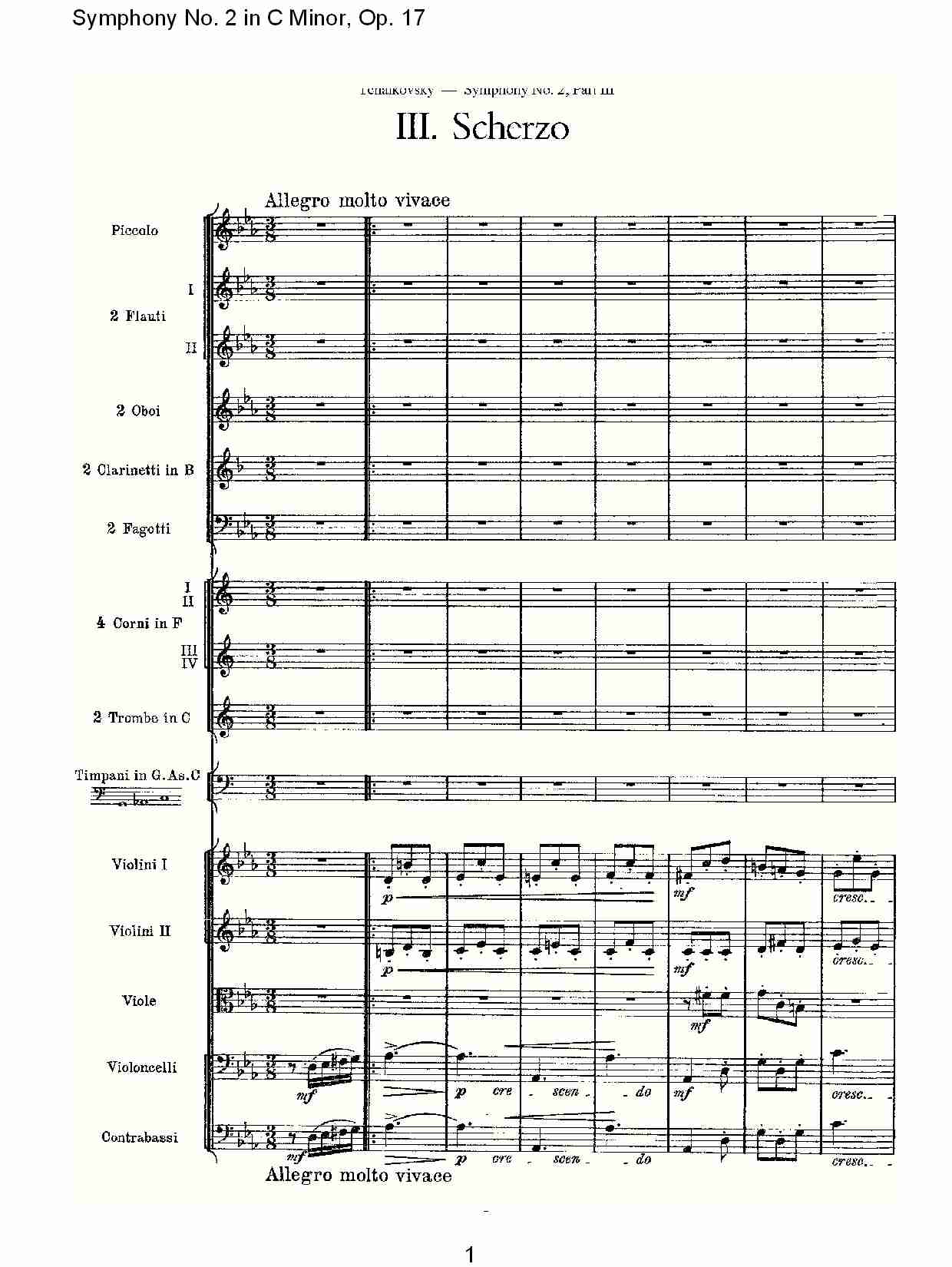 C小调第二交响曲, Op.17第三乐章（一）总谱（图1）