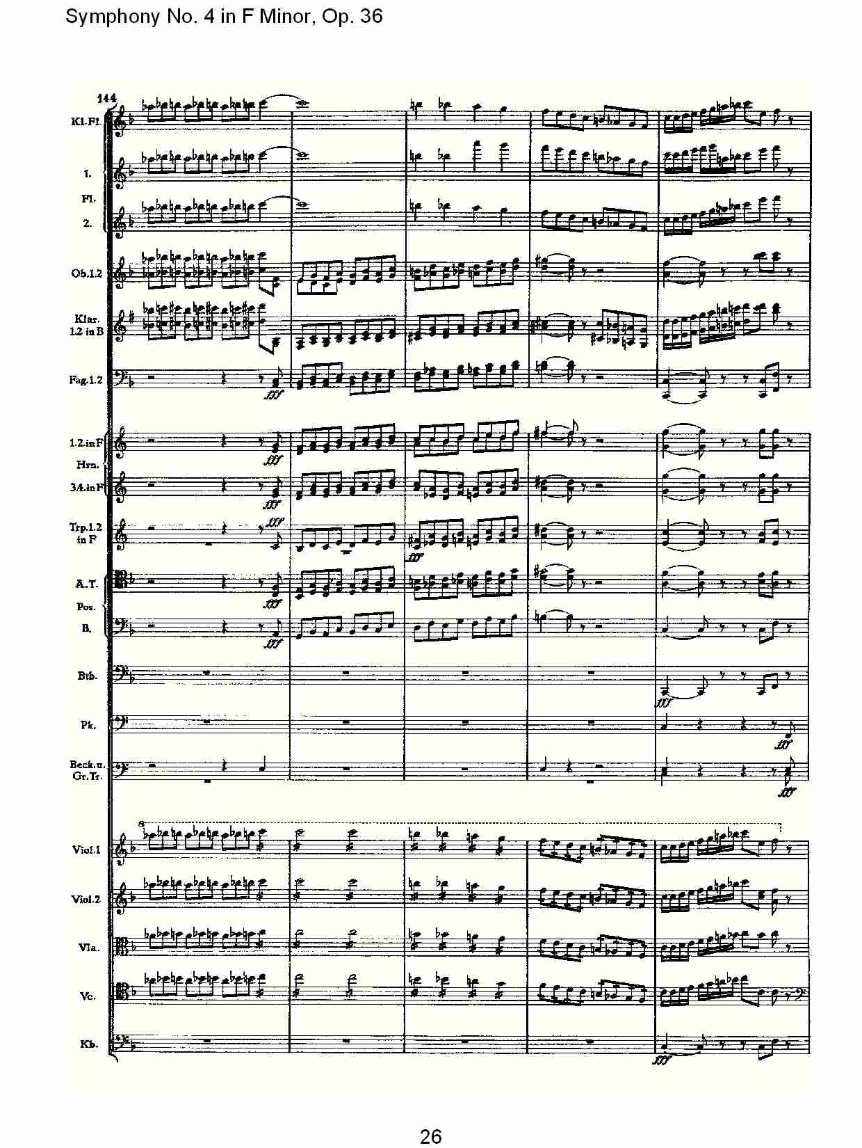 F小调第四交响曲,  Op. 36 第四乐章（六）总谱（图1）
