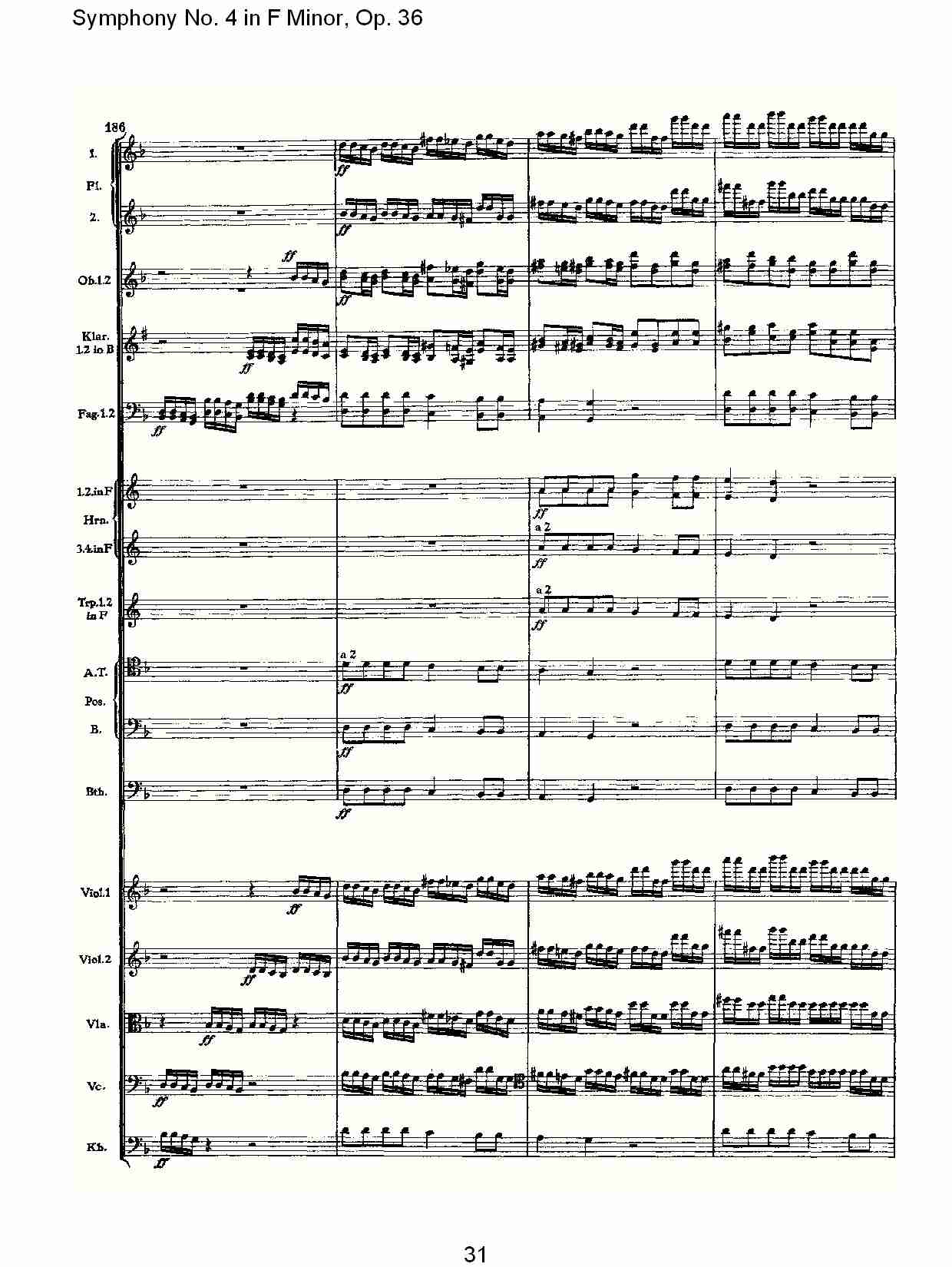 F小调第四交响曲,  Op. 36 第四乐章（七）总谱（图1）