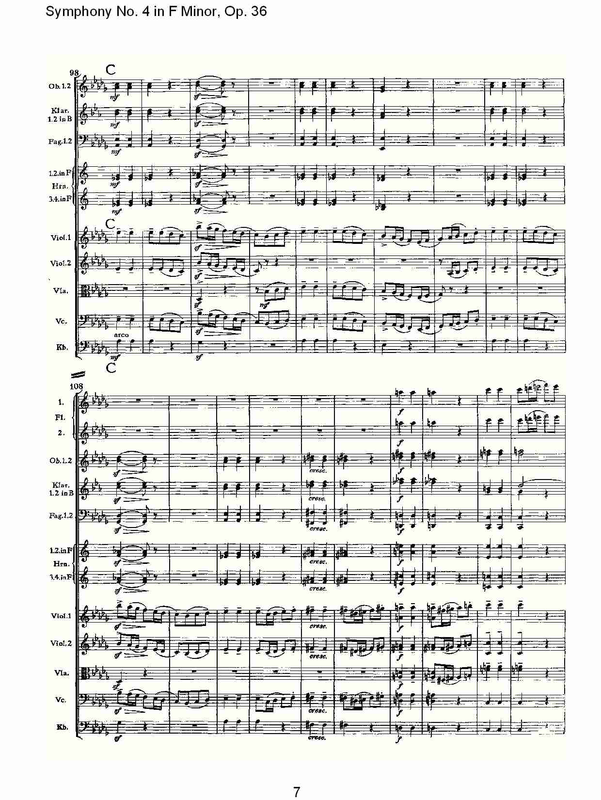 F小调第四交响曲,  Op. 36 第二乐章（二）总谱（图2）