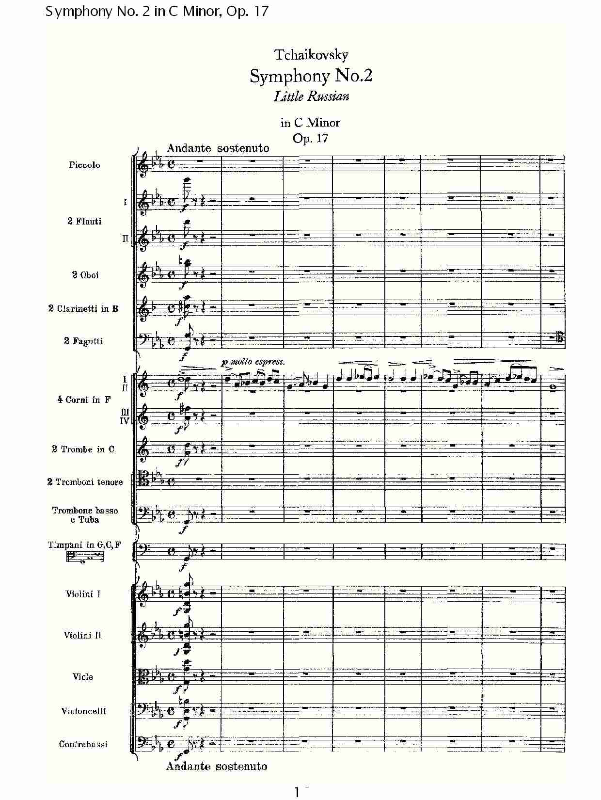 C小调第二交响曲, Op.17第一乐章（一）总谱（图1）