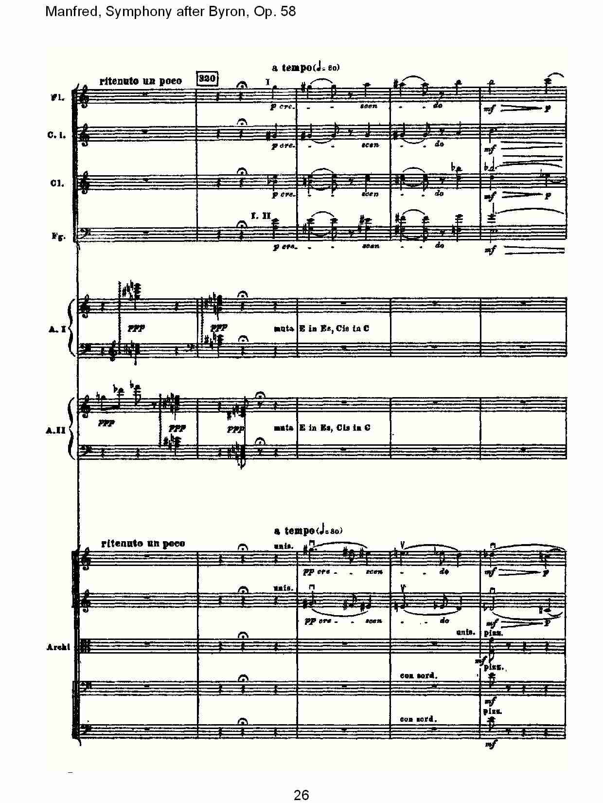 Manfred Symphony After Byron Op 58第四乐章第二部 六 总谱 歌谱简谱大全