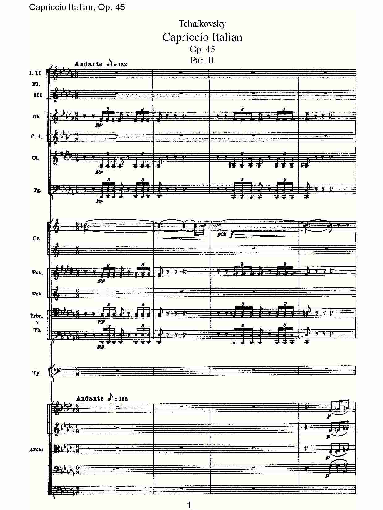 意大利幻想曲,Op.45第二部（一）总谱（图1）