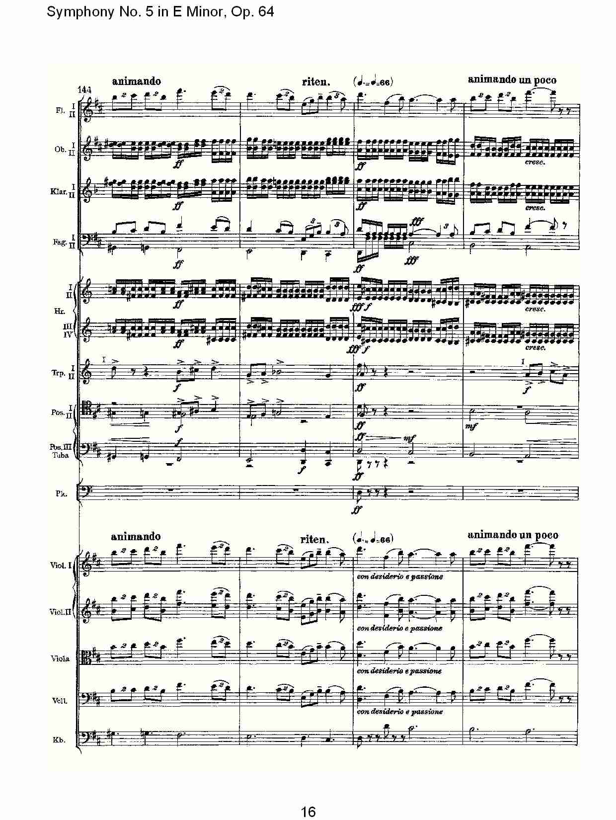 E小调第五交响曲,  Op.64第二乐章（四）总谱（图1）