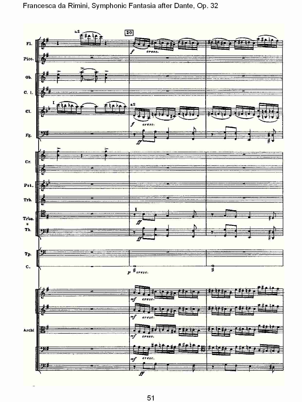 Francesca Da Rimini 但丁幻想曲op 32 第二部 十一 总谱 歌谱简谱大全