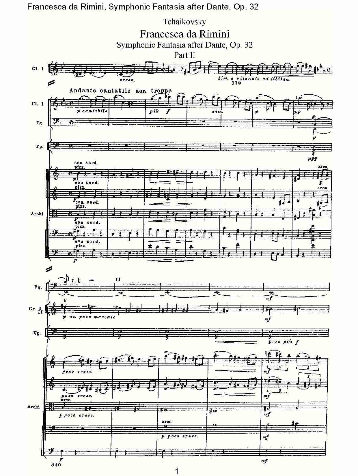 Francesca da Rimini, 但丁幻想曲Op.32 第二部（一）总谱（图1）