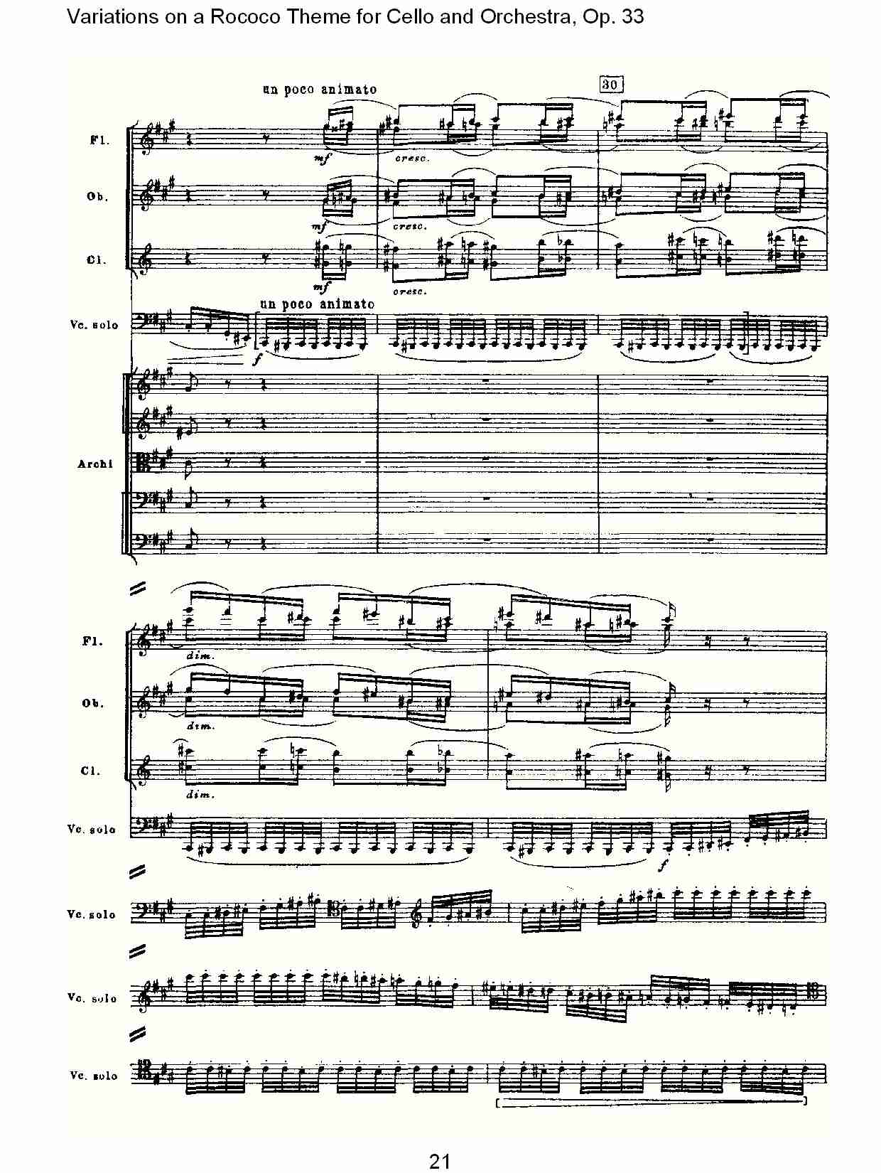 大提琴与管弦乐洛可可主题a小调变奏曲, Op.33（五）总谱（图1）