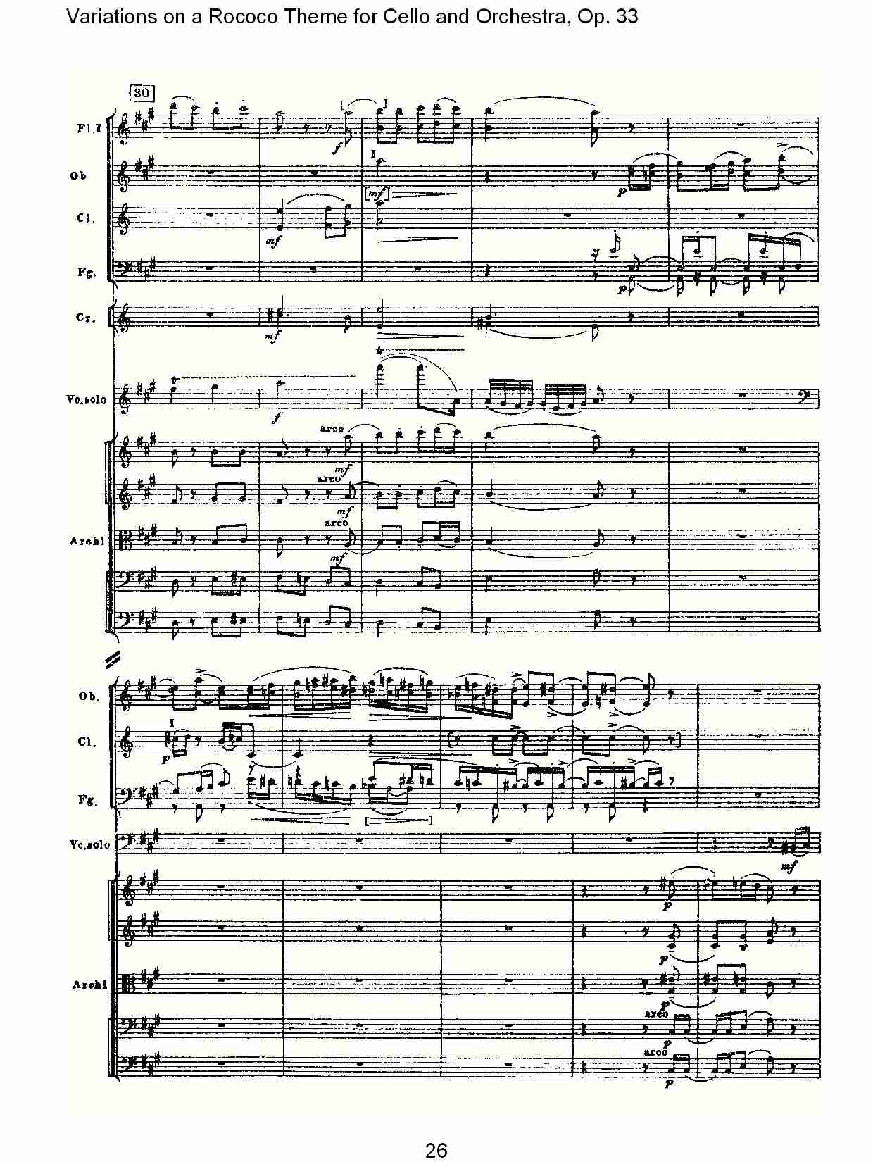 大提琴与管弦乐洛可可主题a小调变奏曲, Op.33（六）总谱（图1）