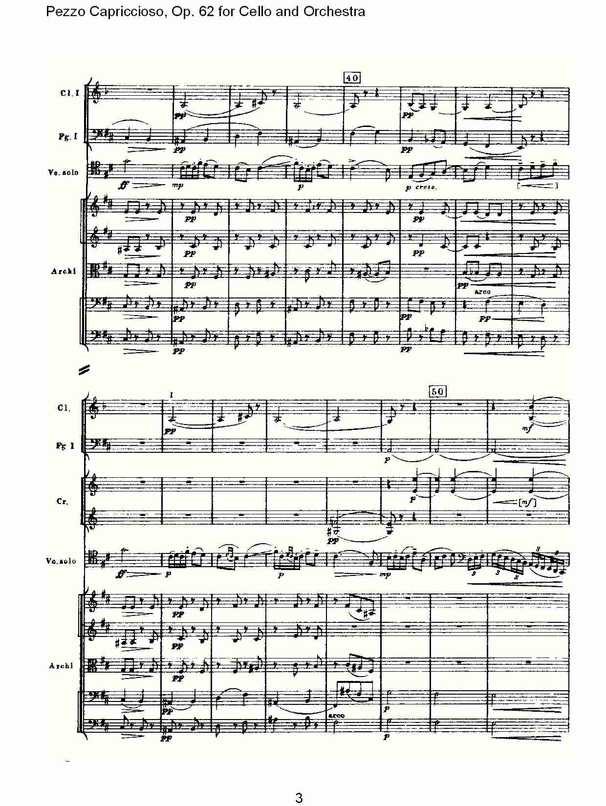 大提琴与管弦乐Pezzo Capriccioso, Op.62（一）总谱（图3）