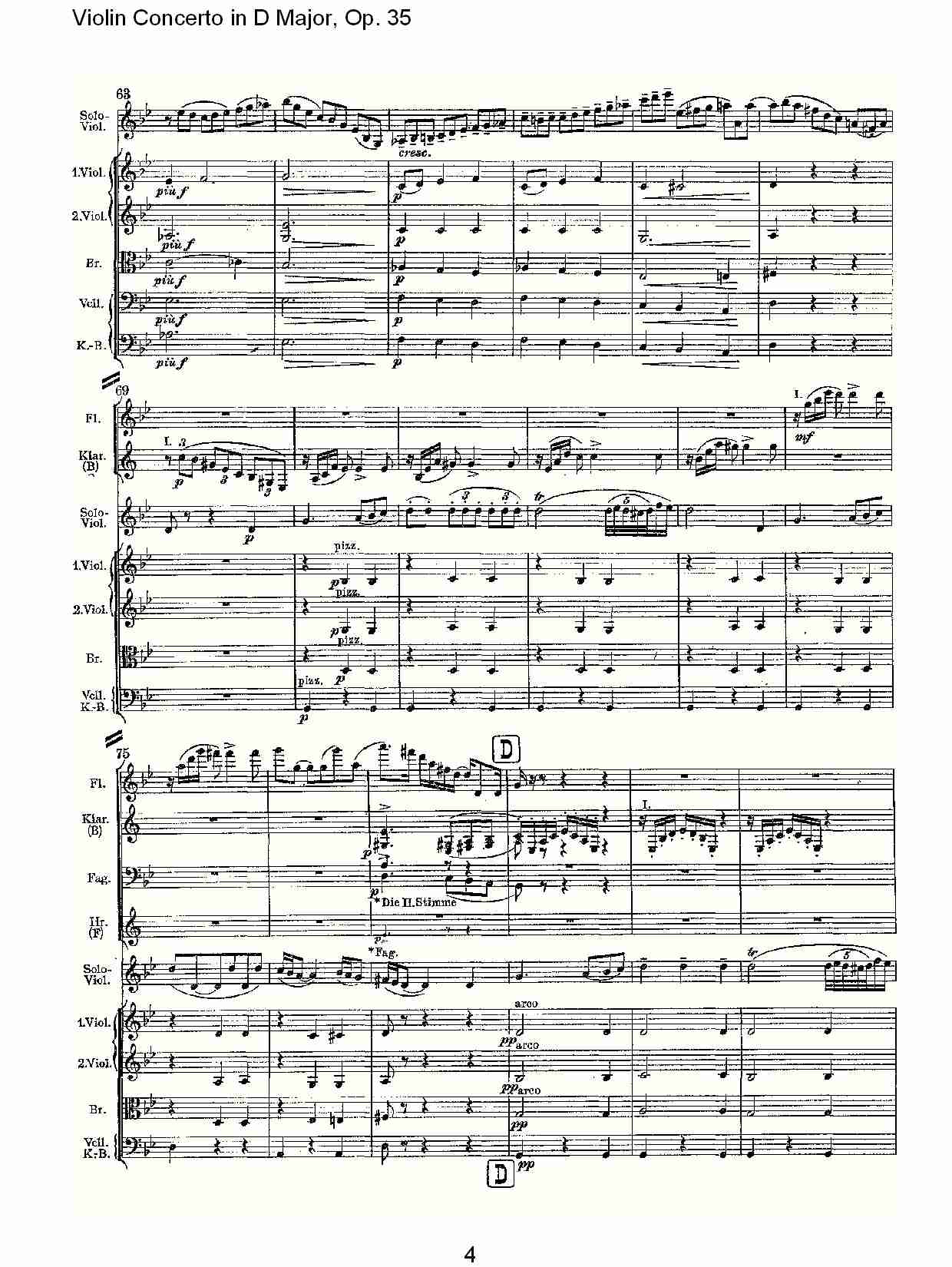 D大调小提琴协奏曲, Op.35第二乐章（一）总谱（图4）