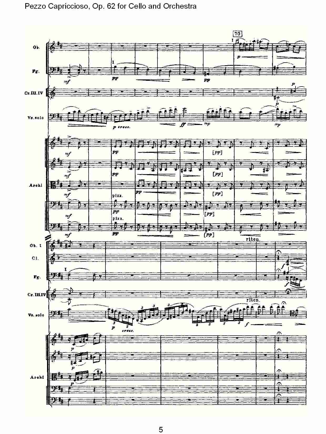 大提琴与管弦乐Pezzo Capriccioso, Op.62（一）总谱（图5）