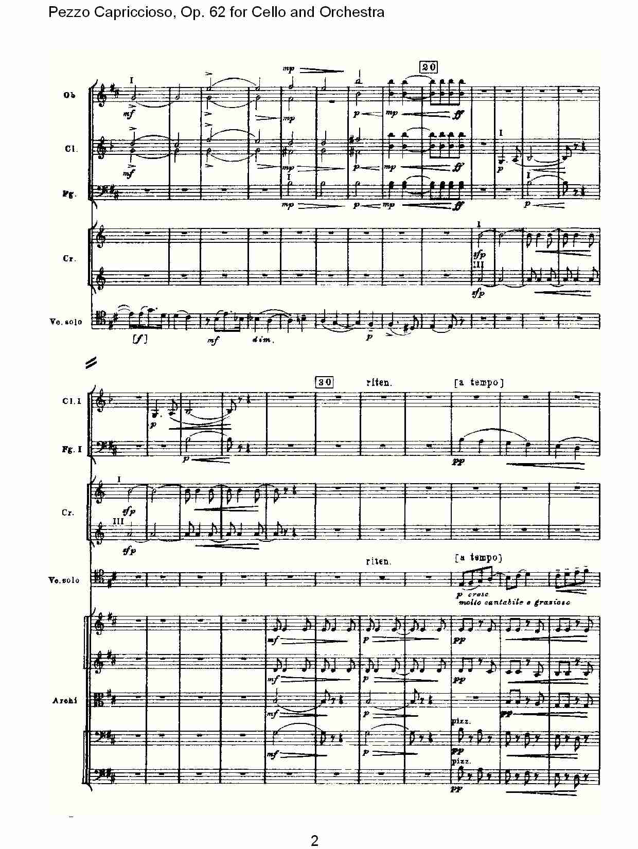 大提琴与管弦乐Pezzo Capriccioso, Op.62（一）总谱（图2）