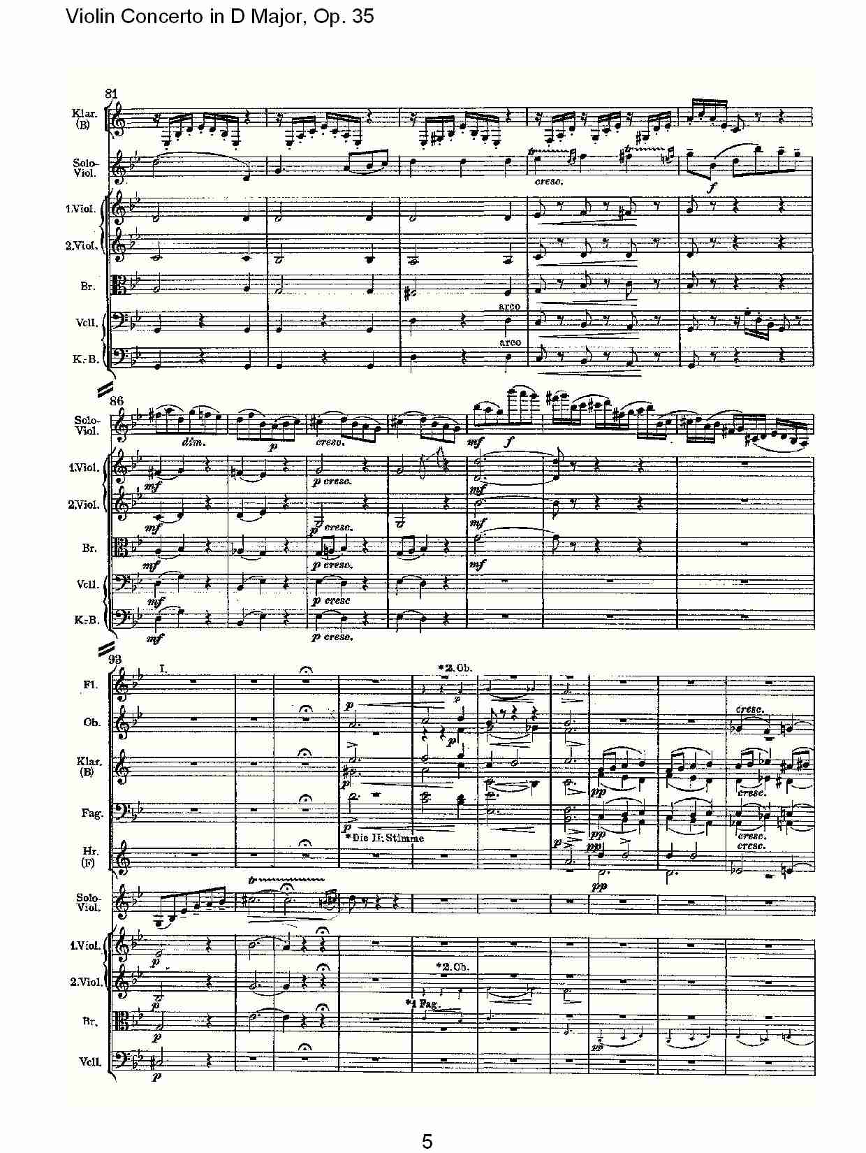D大调小提琴协奏曲, Op.35第二乐章（一）总谱（图5）
