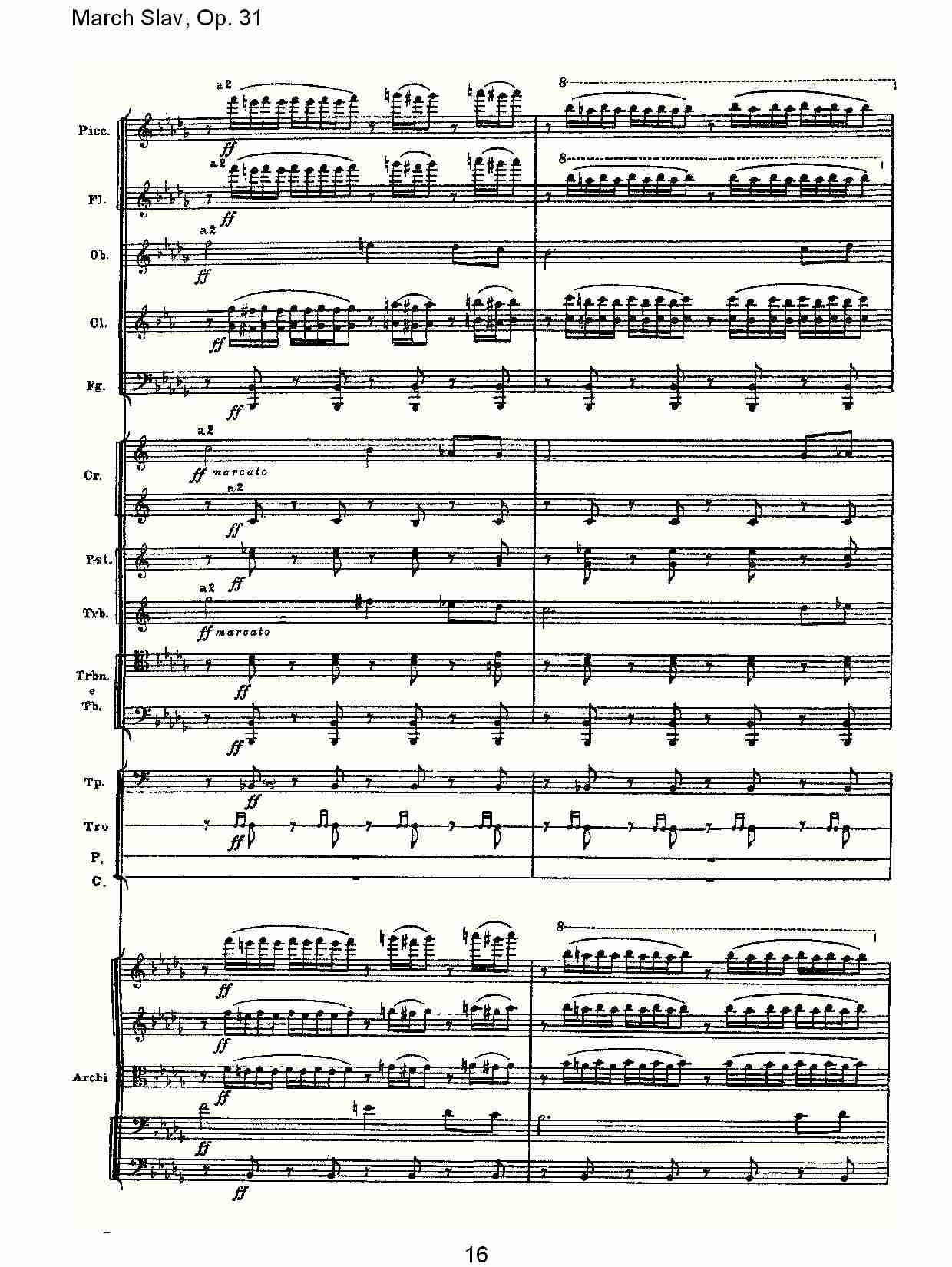 March Slav, Op.31   斯拉夫进行曲，Op.31（四）总谱（图1）