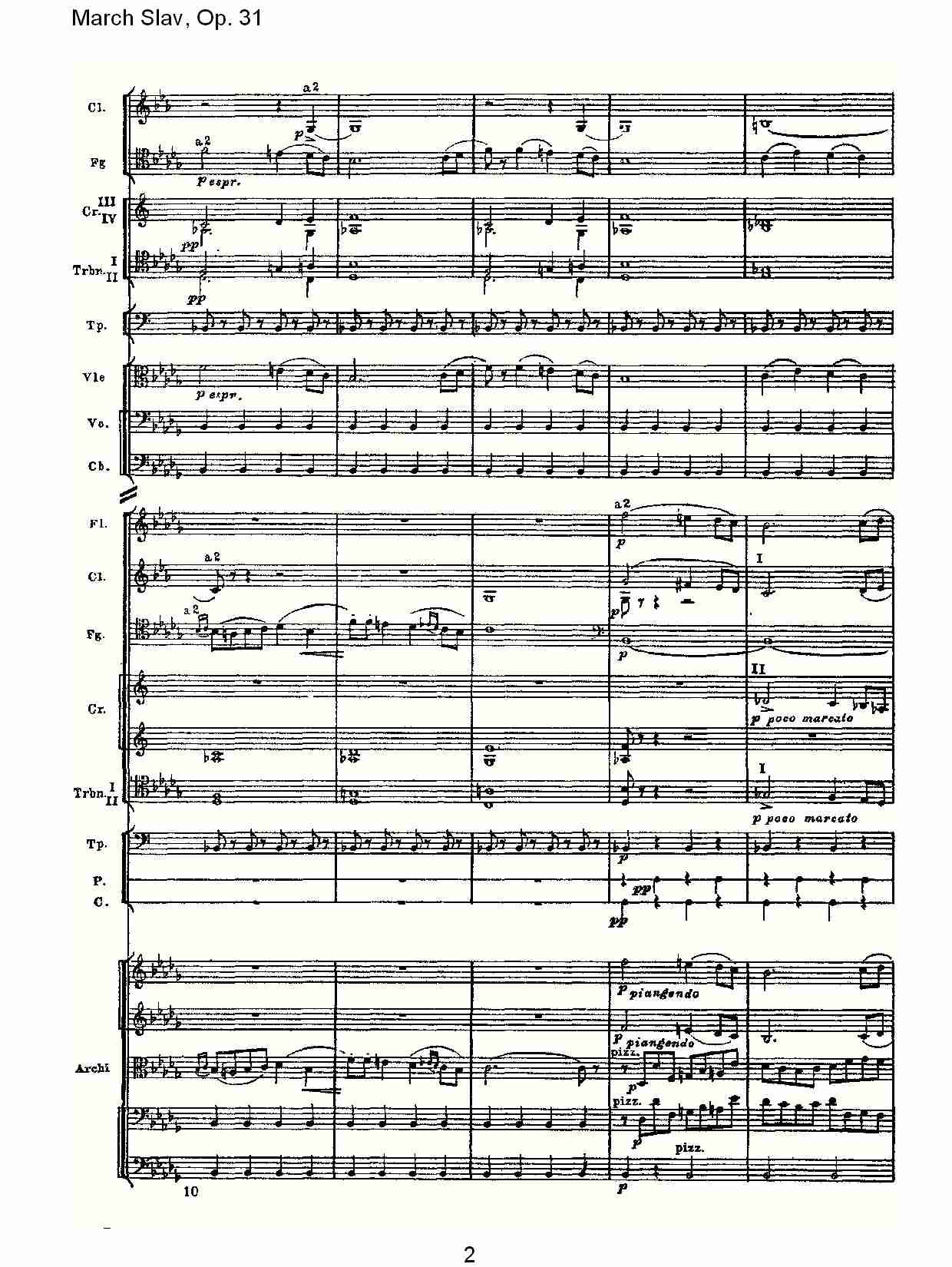March Slav, Op.31   斯拉夫进行曲，Op.31（一）总谱（图2）
