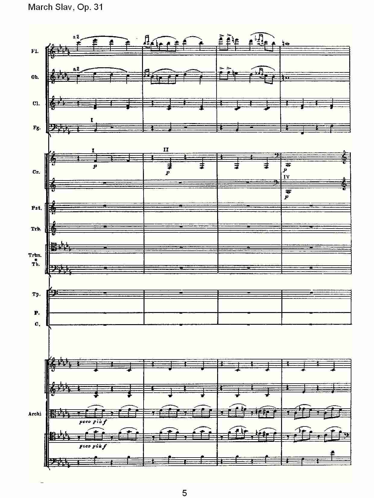 March Slav, Op.31   斯拉夫进行曲，Op.31（一）总谱（图5）