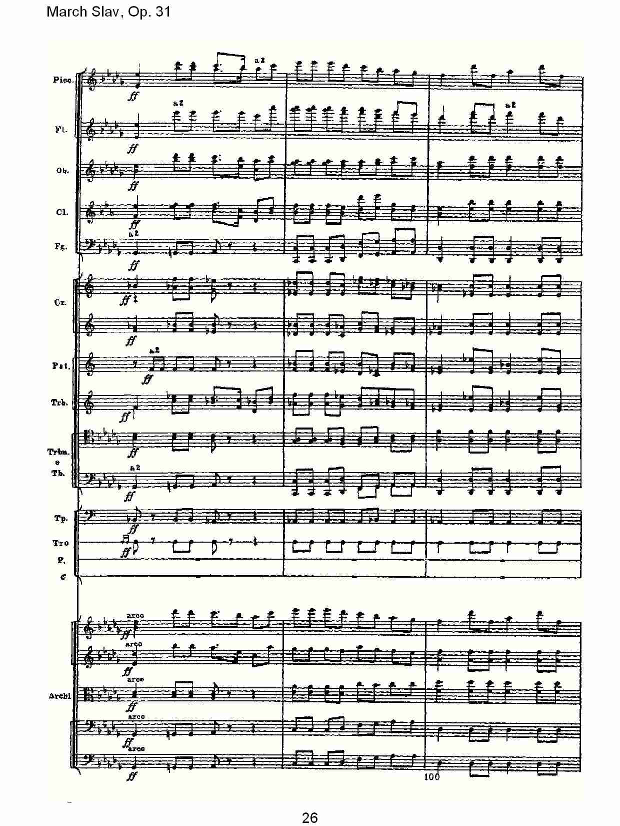 March Slav, Op.31   斯拉夫进行曲，Op.31（六）总谱（图1）