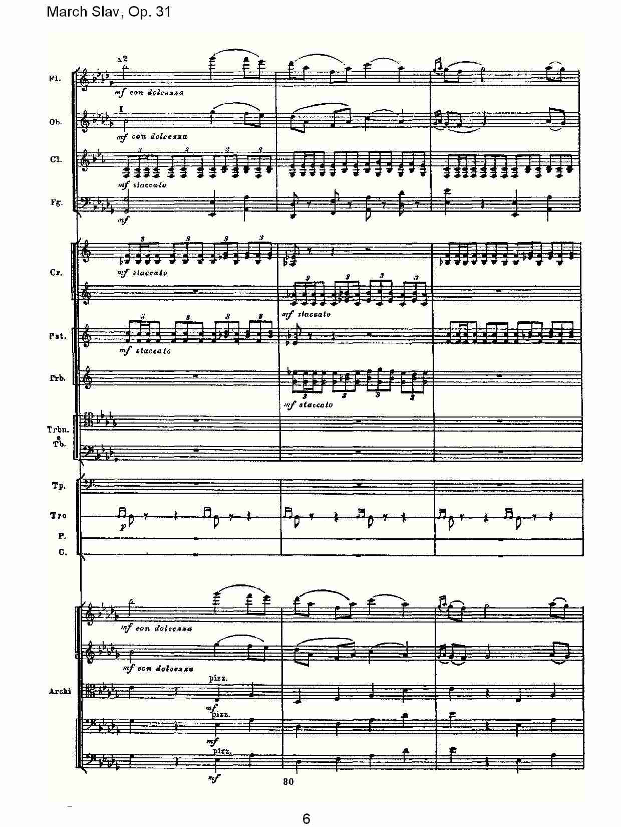 March Slav, Op.31   斯拉夫进行曲，Op.31（二）总谱（图1）