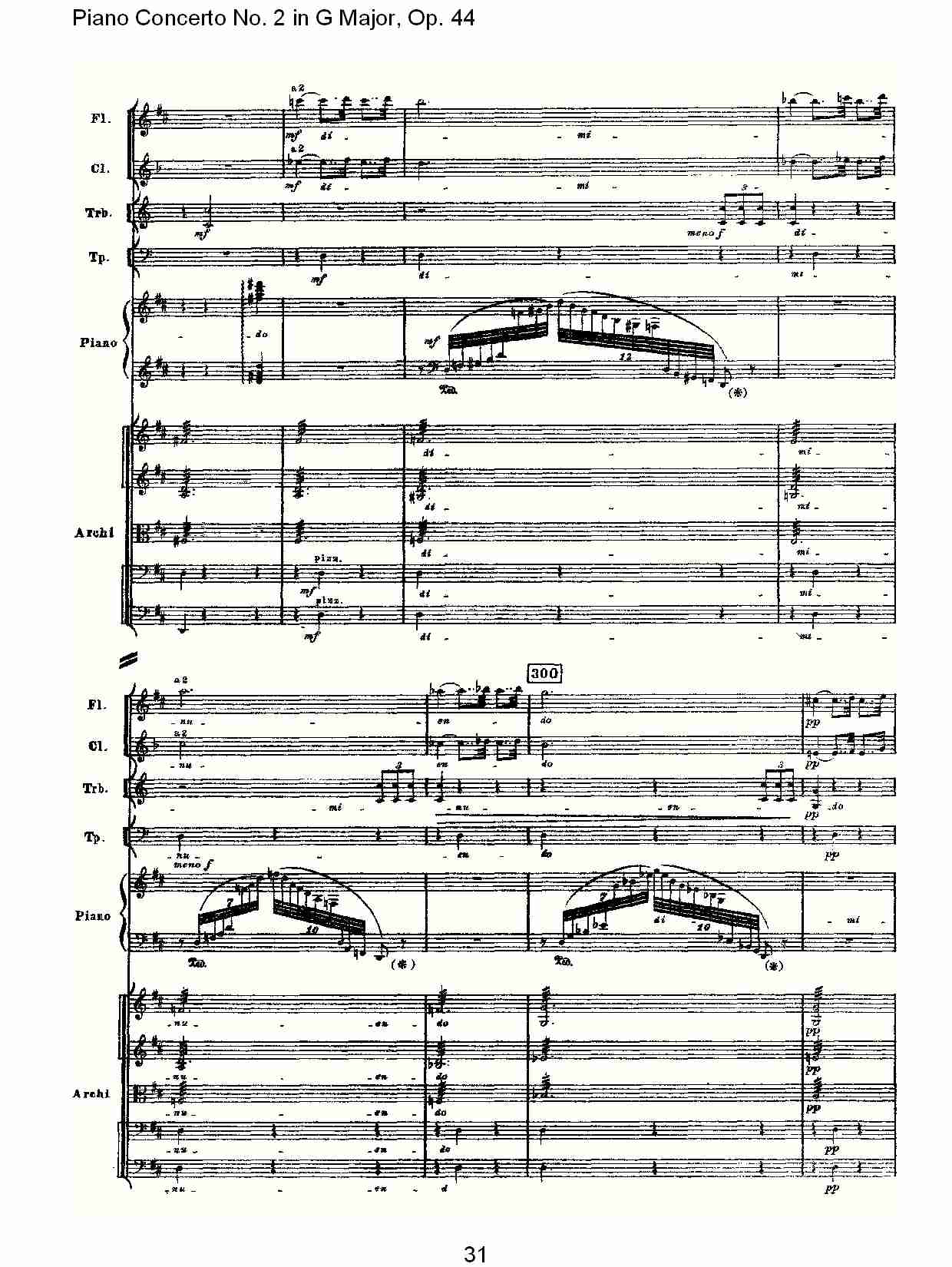 G大调第二钢琴协奏曲, Op.44第二乐章（七）总谱（图1）