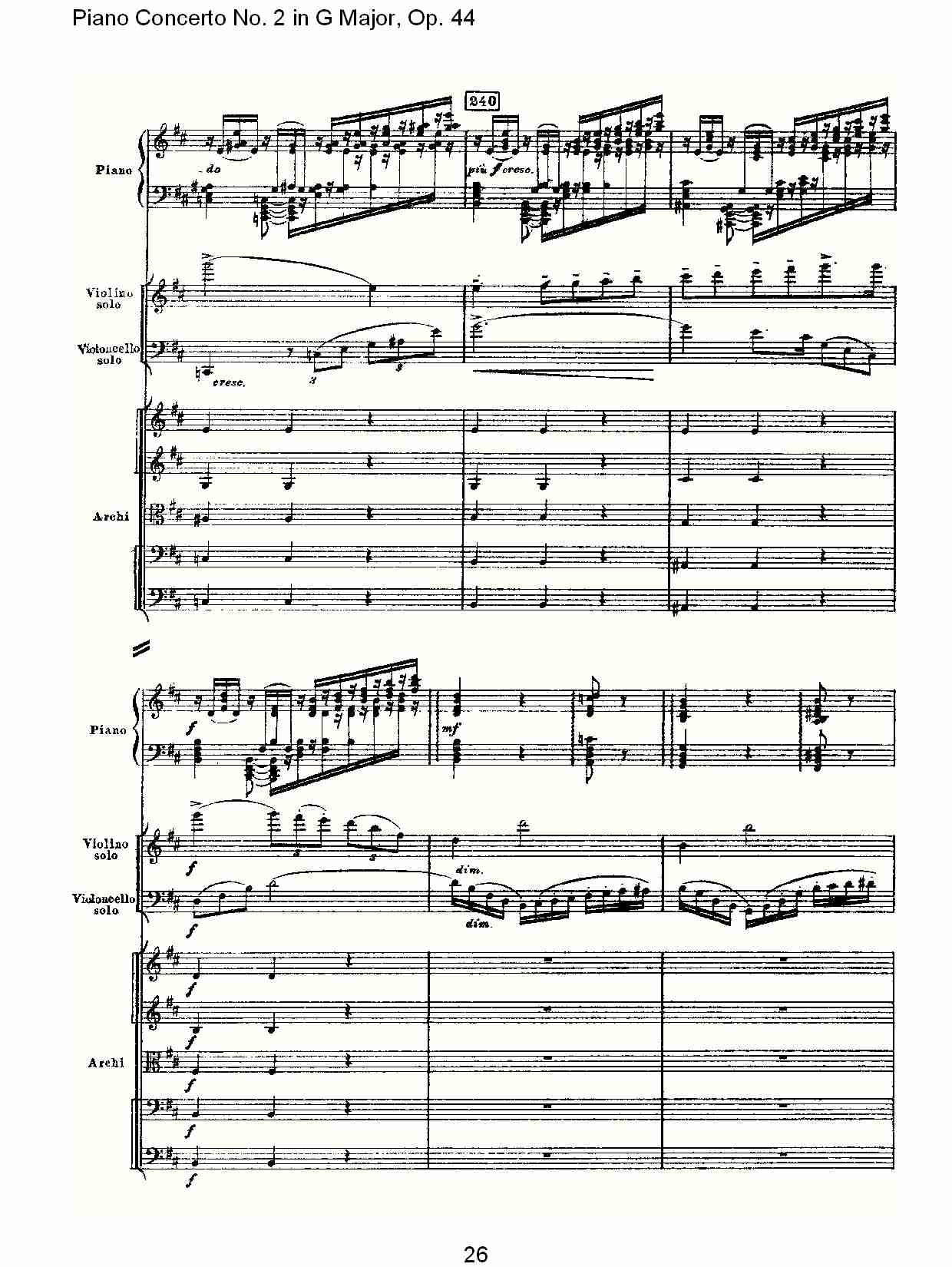 G大调第二钢琴协奏曲, Op.44第二乐章（六）总谱（图1）