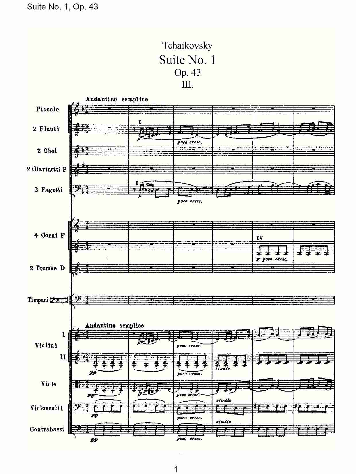 Suite No.1, Op.43   第一套曲,Op.43第三乐章（一）总谱（图1）