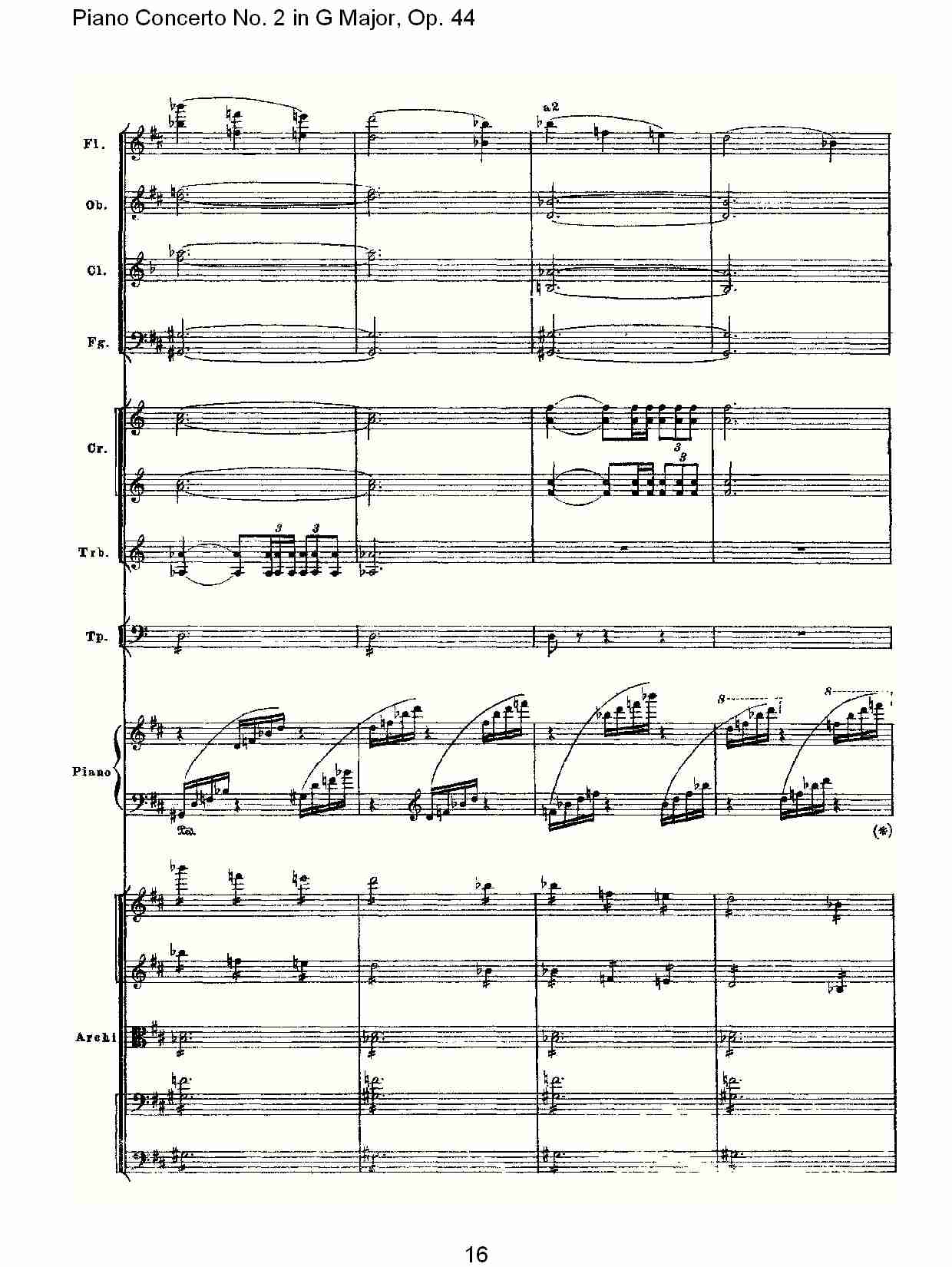 G大调第二钢琴协奏曲, Op.44第二乐章（四）总谱（图1）