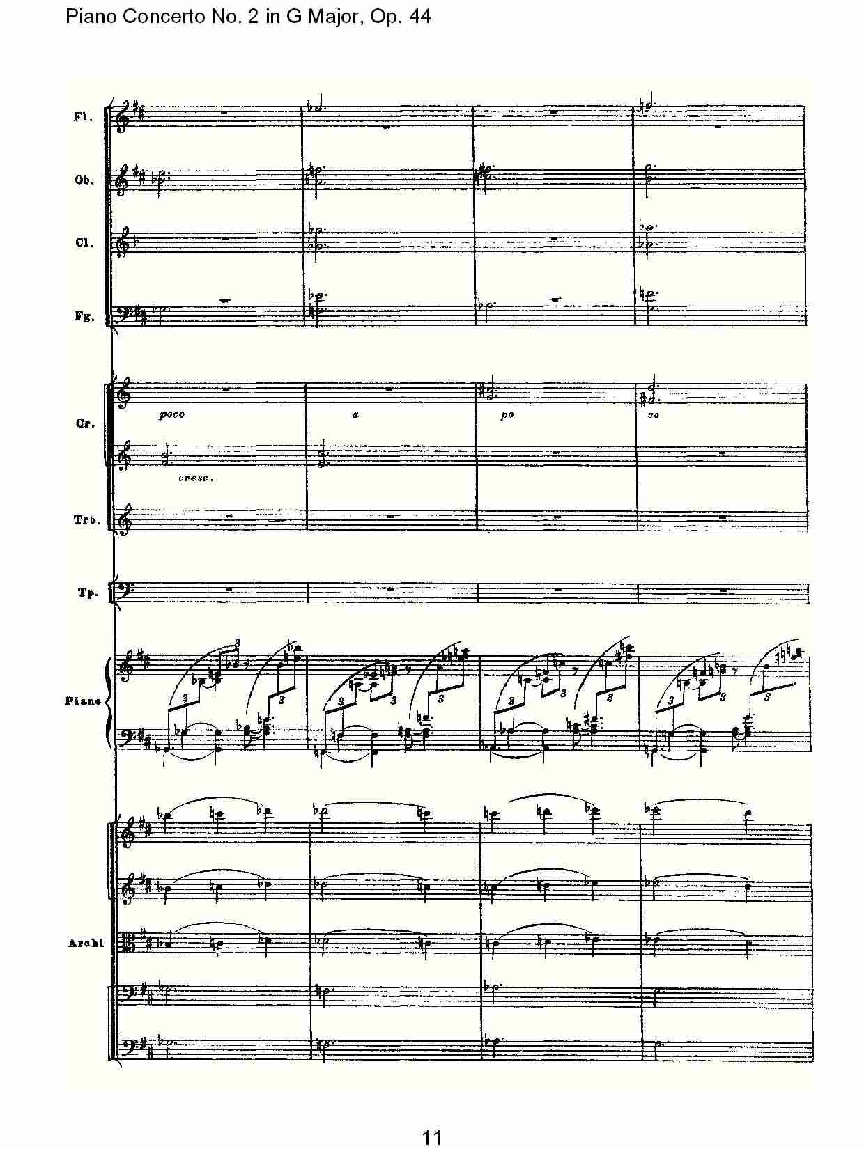 G大调第二钢琴协奏曲, Op.44第二乐章（三）总谱（图1）