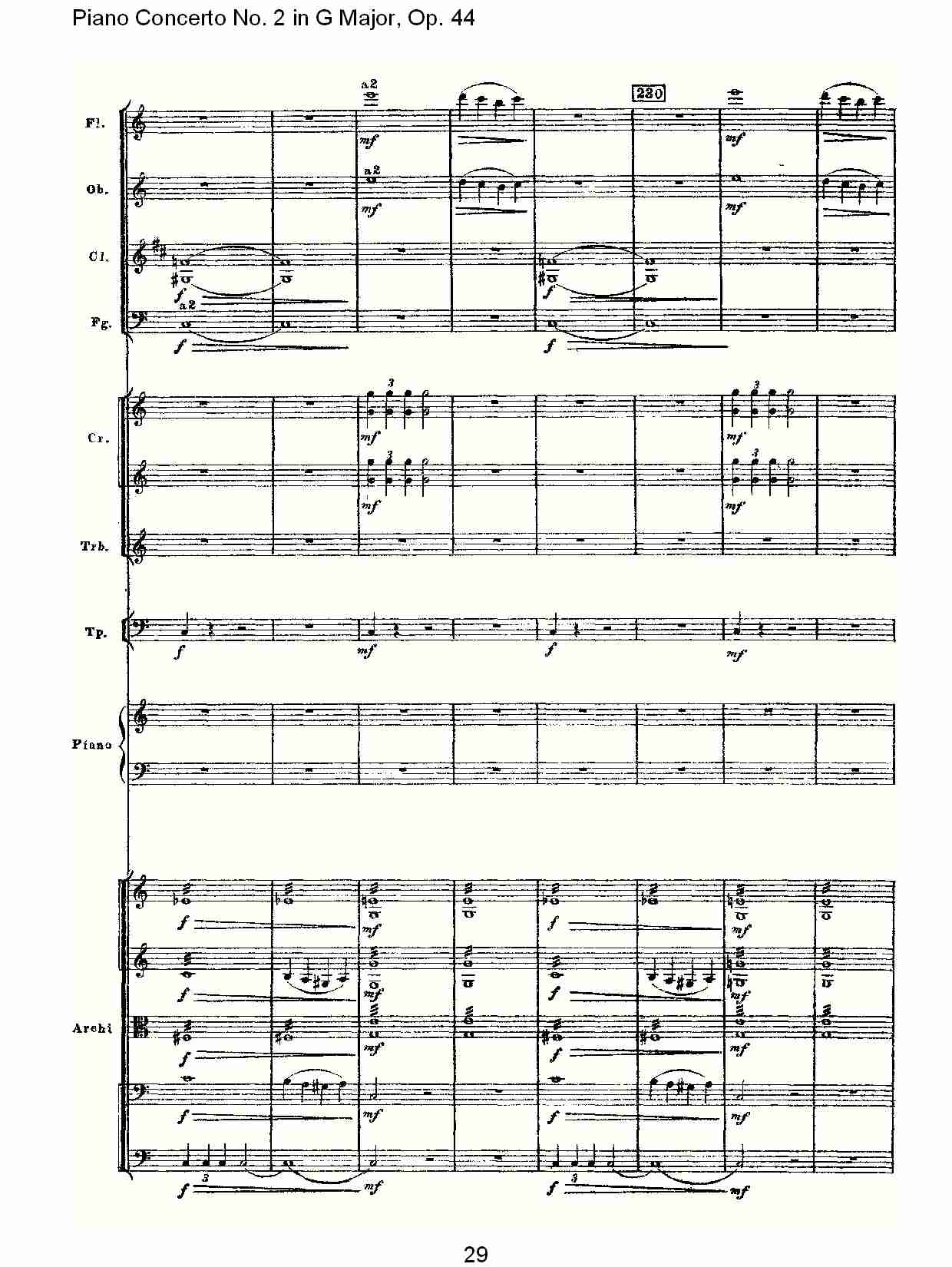 G大调第二钢琴协奏曲, Op.44第一乐章（六）总谱（图1）