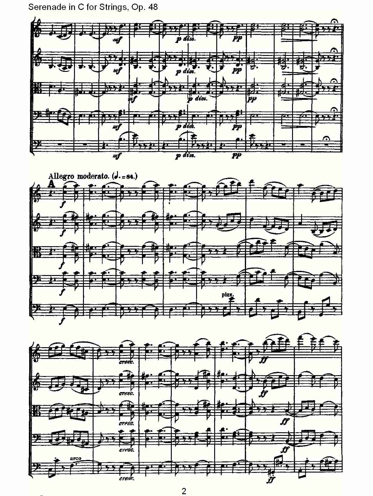 Serenade in C for Strings, Op.48  C调弦乐小夜曲，Op.48（一）总谱（图2）