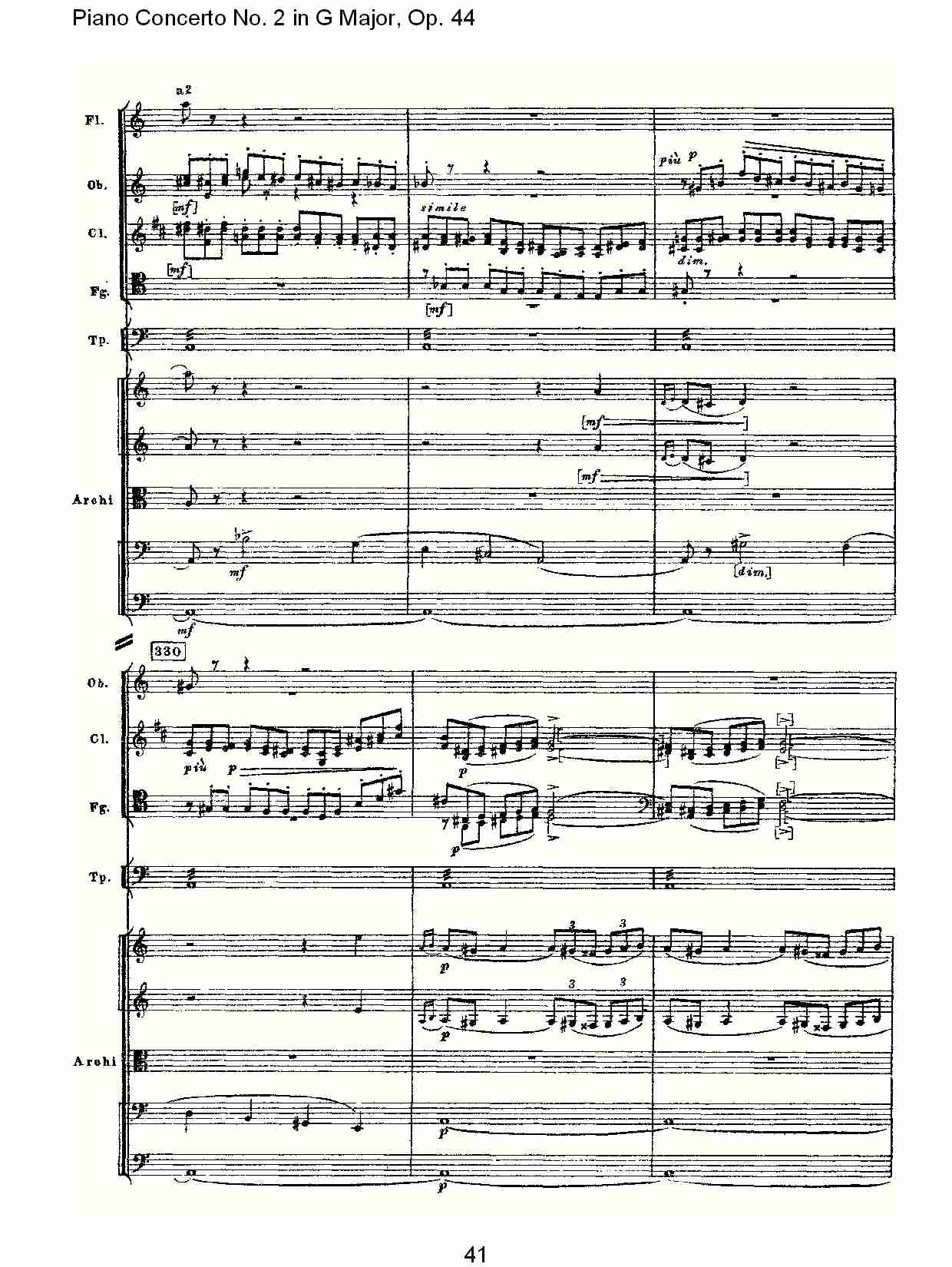 G大调第二钢琴协奏曲, Op.44第一乐章（九）总谱（图1）