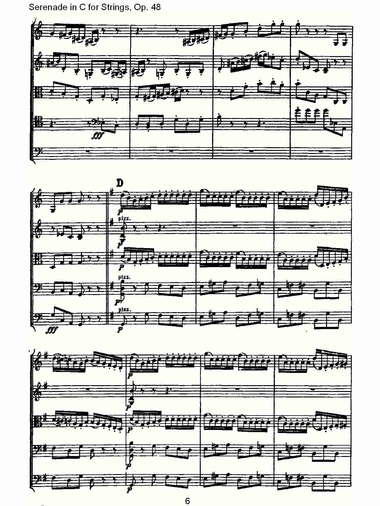 Serenade in C for Strings, Op.48  C调弦乐小夜曲，Op.48（二）总谱（图1）
