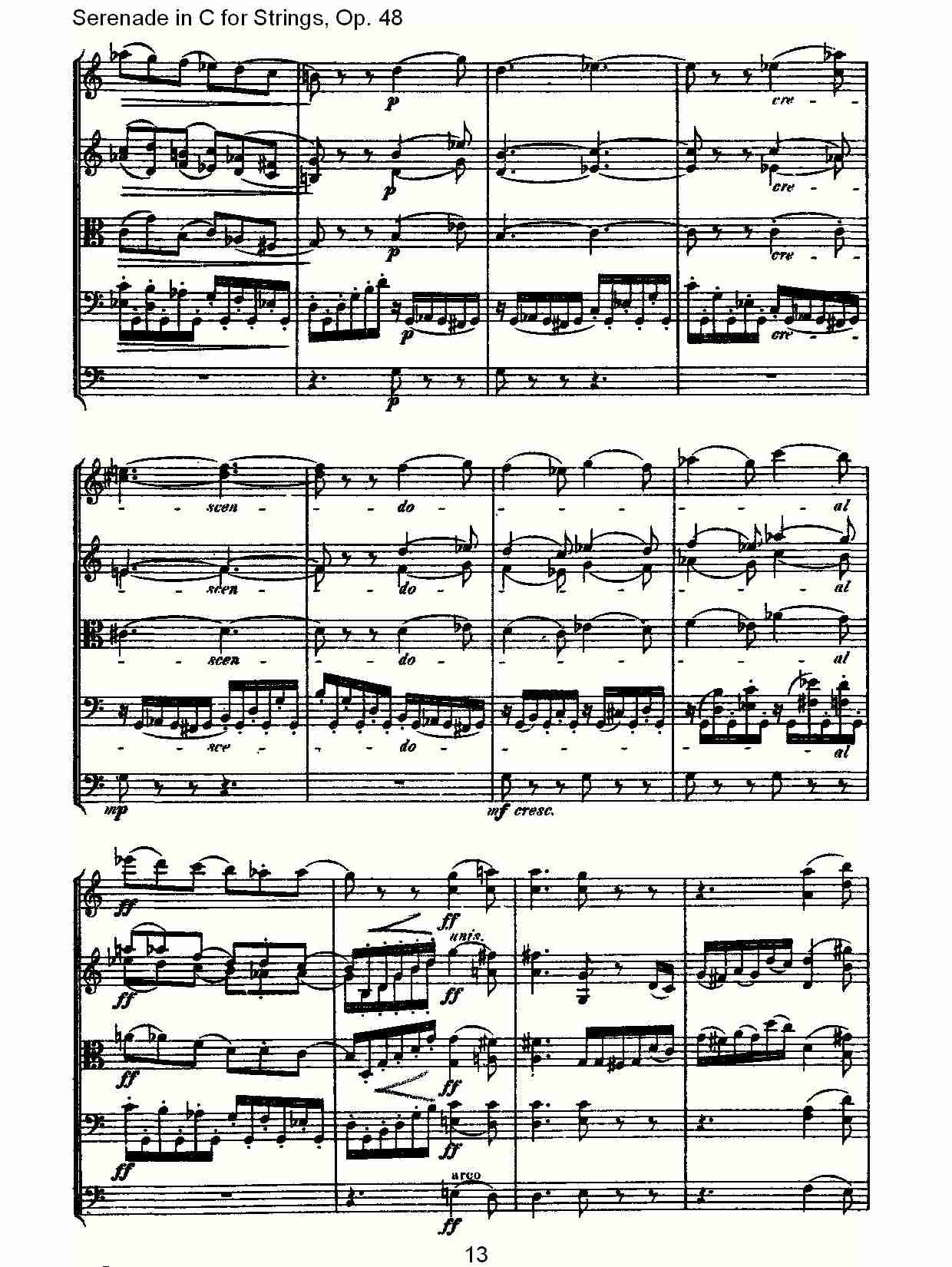 Serenade in C for Strings, Op.48  C调弦乐小夜曲，Op.48（三）总谱（图3）