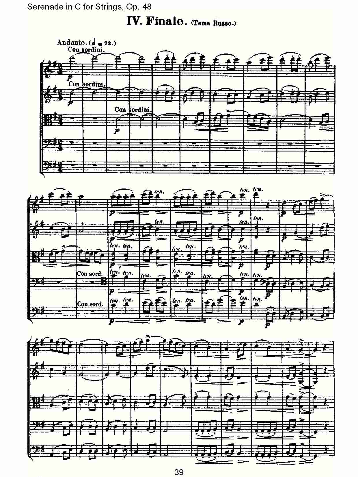 Serenade in C for Strings, Op.48  C调弦乐小夜曲，Op.48（八）总谱（图4）
