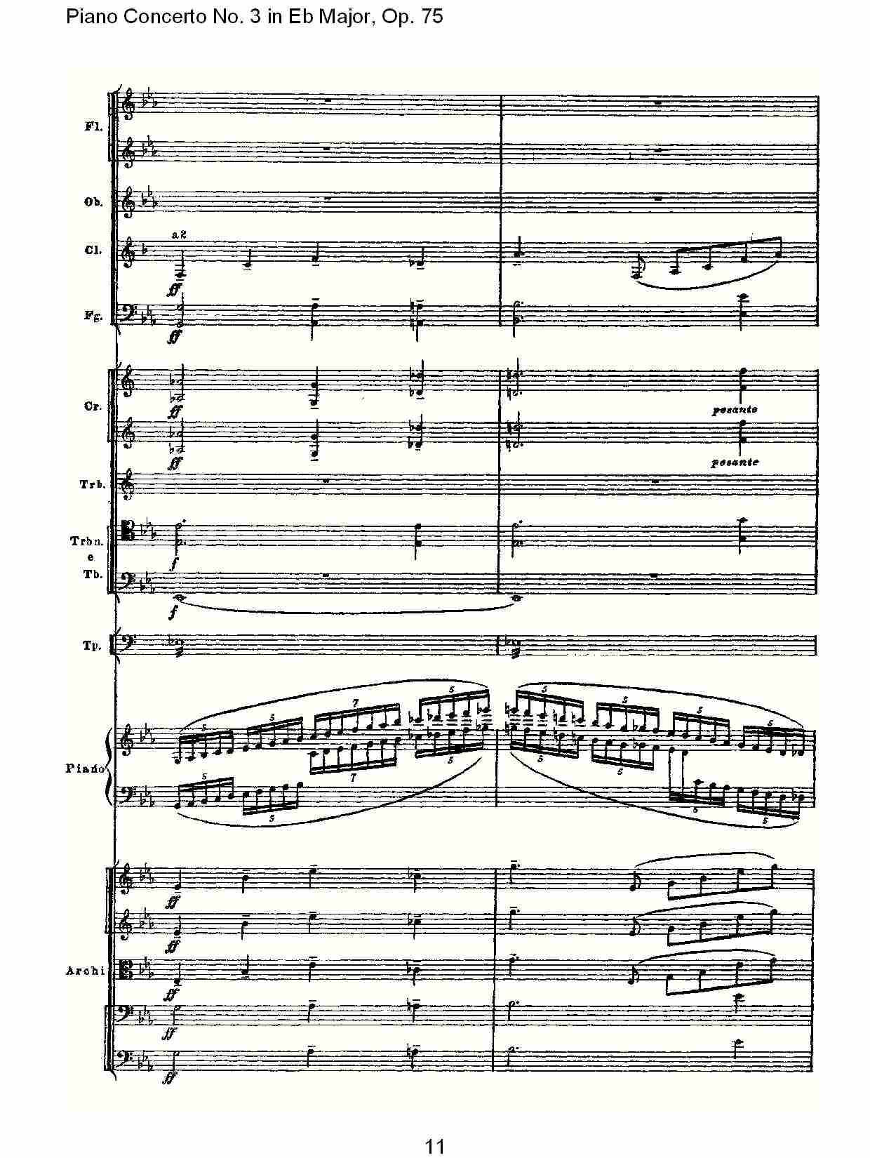 Eb大调第三钢琴协奏曲, Op.75第一部（三）总谱（图1）