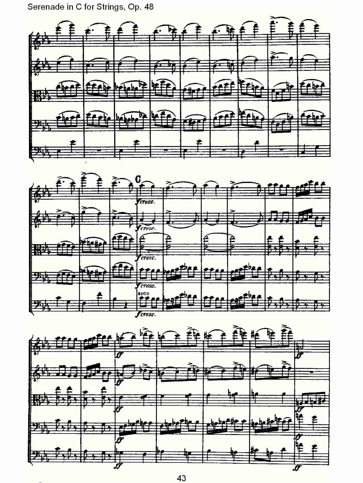Serenade in C for Strings, Op.48  C调弦乐小夜曲，Op.48（九）总谱（图3）
