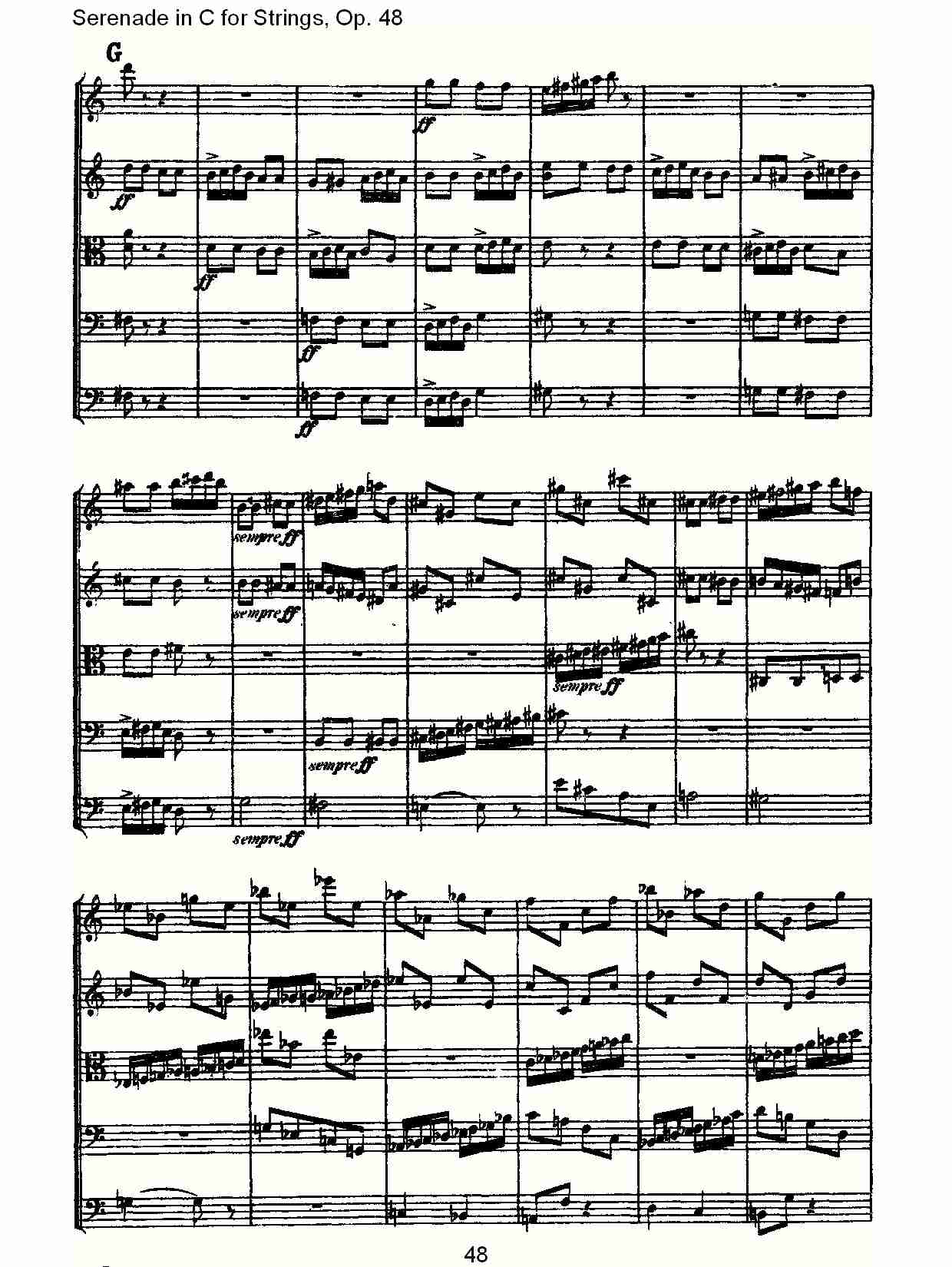 Serenade in C for Strings, Op.48  C调弦乐小夜曲，Op.48（十）总谱（图3）
