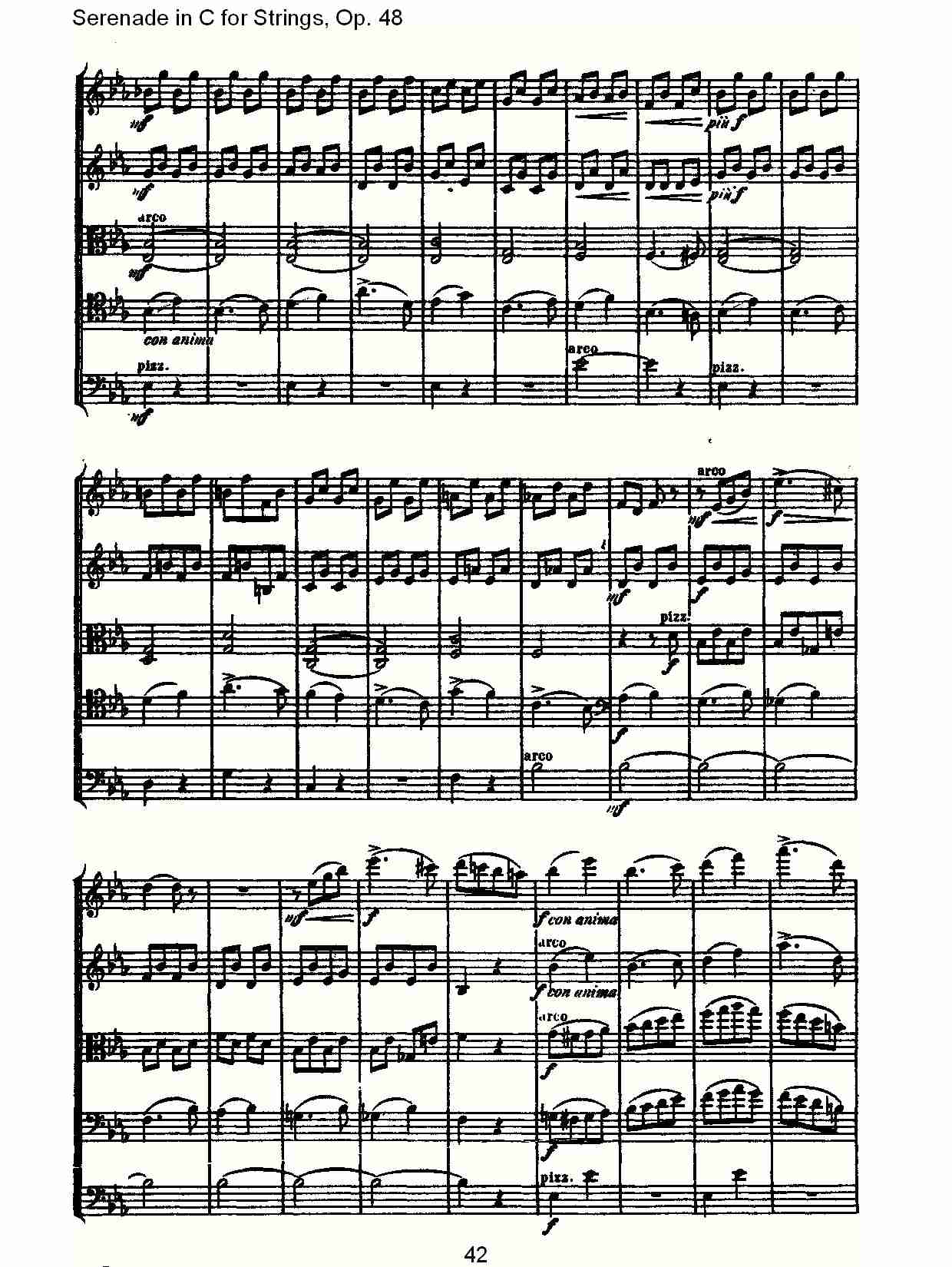 Serenade in C for Strings, Op.48  C调弦乐小夜曲，Op.48（九）总谱（图2）