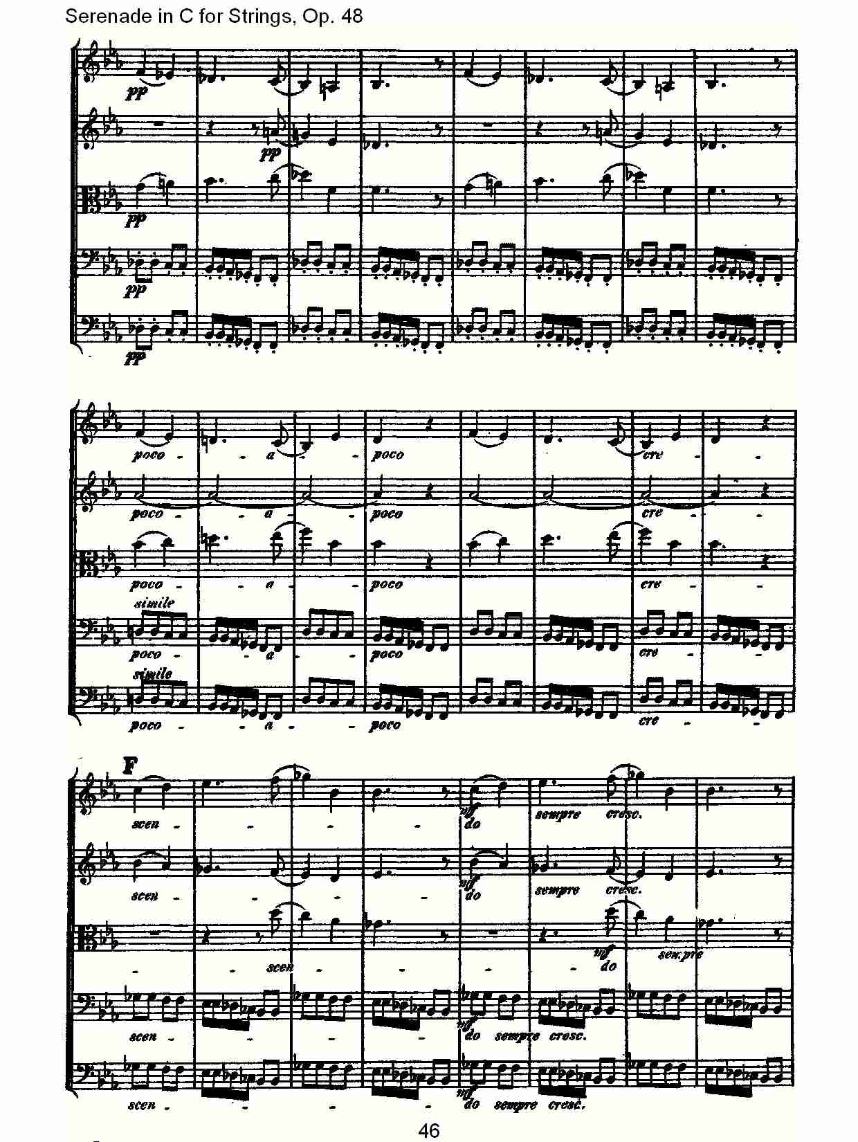 Serenade in C for Strings, Op.48  C调弦乐小夜曲，Op.48（十）总谱（图1）