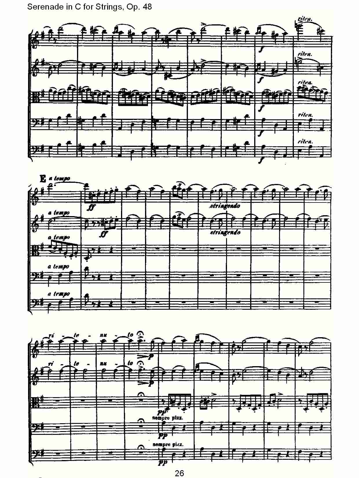 Serenade in C for Strings, Op.48  C调弦乐小夜曲，Op.48（六）总谱（图1）