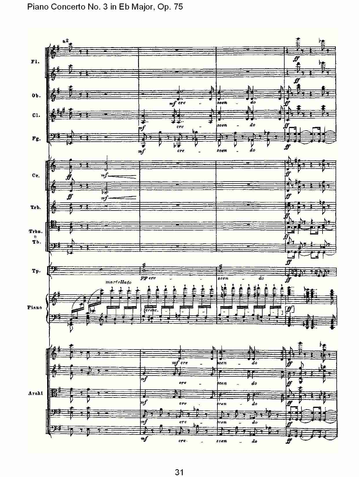 Eb大调第三钢琴协奏曲, Op.75第一部（七）总谱（图1）