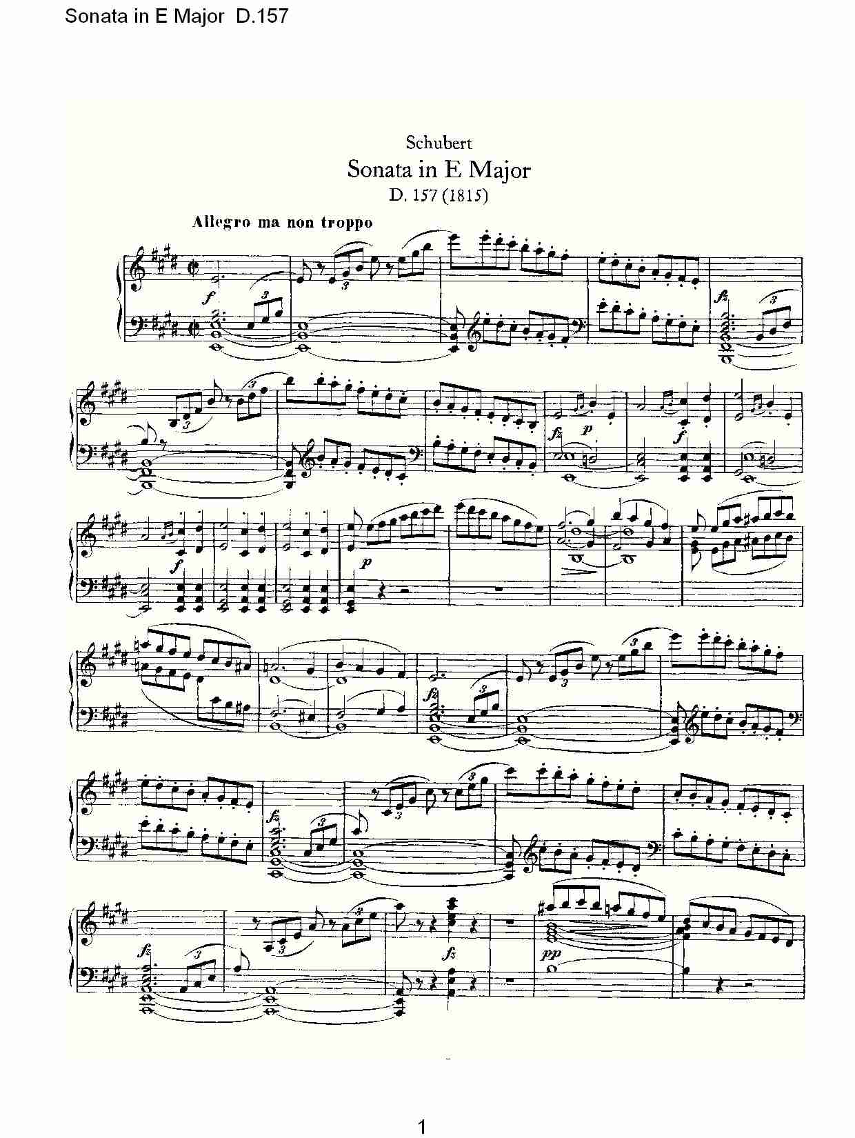 Sonata in E Major D.157  E大调奏鸣曲D.157（一）总谱（图1）