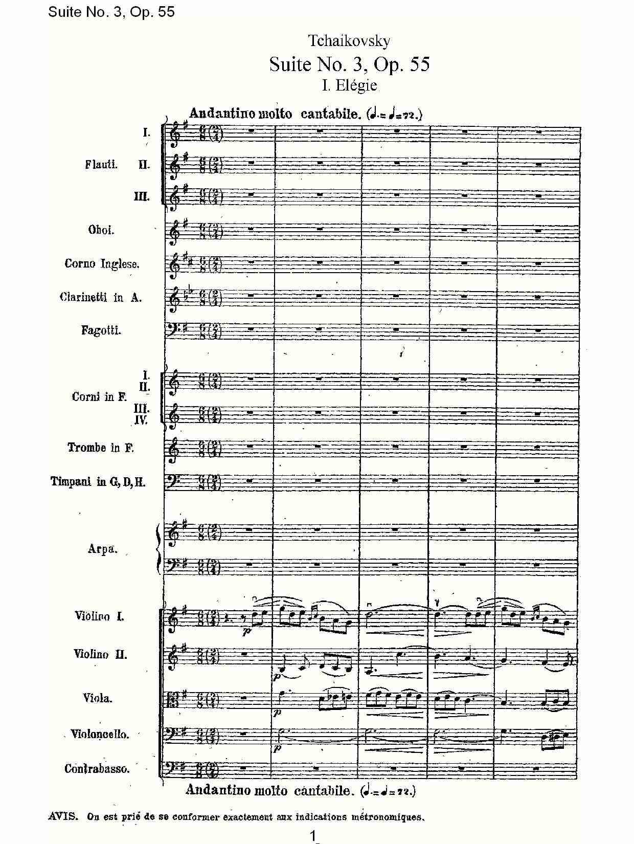 Suite No. 3, Op.55  第三套曲,Op.55第一乐章（一）总谱（图1）